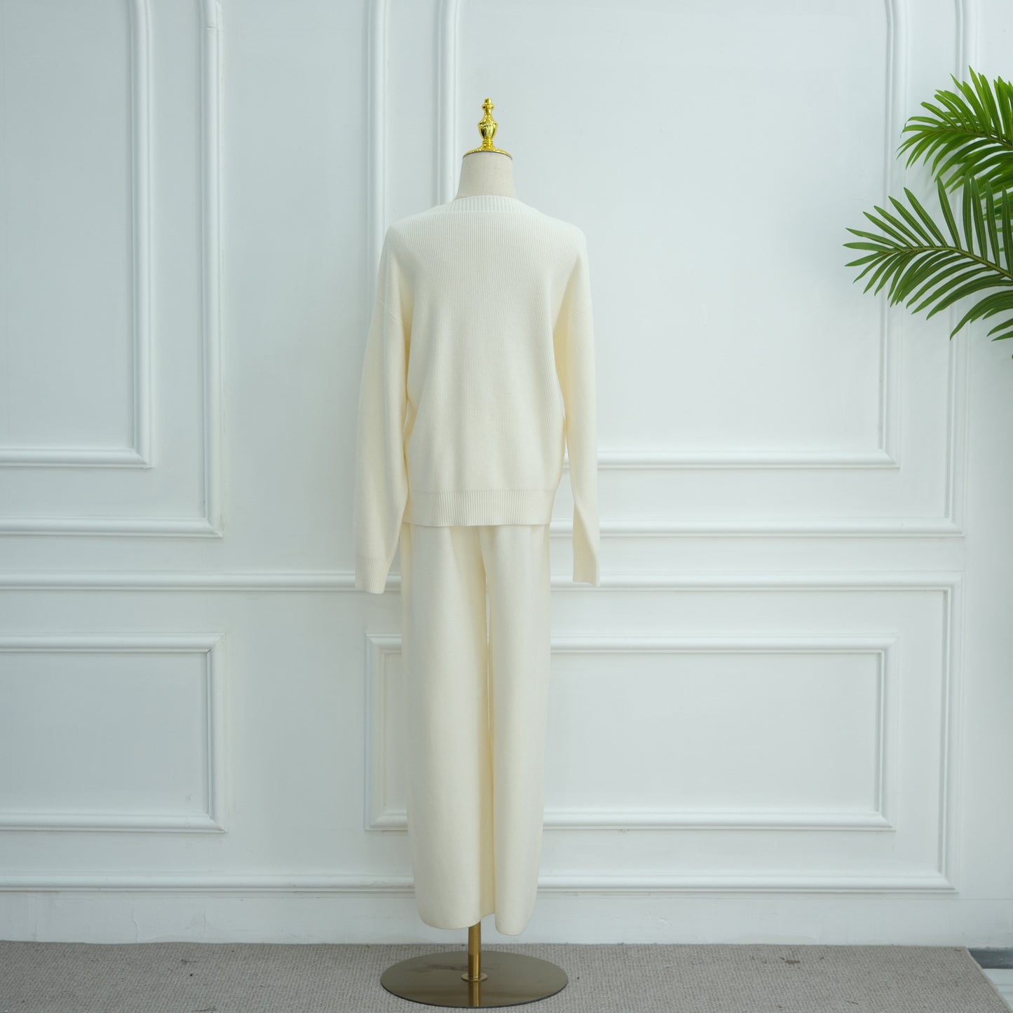 HS6595 Autumn and Winter Thickened Knitted Suit (Not Including Headscarf) | Simple Solid Color Two-Piece Suit