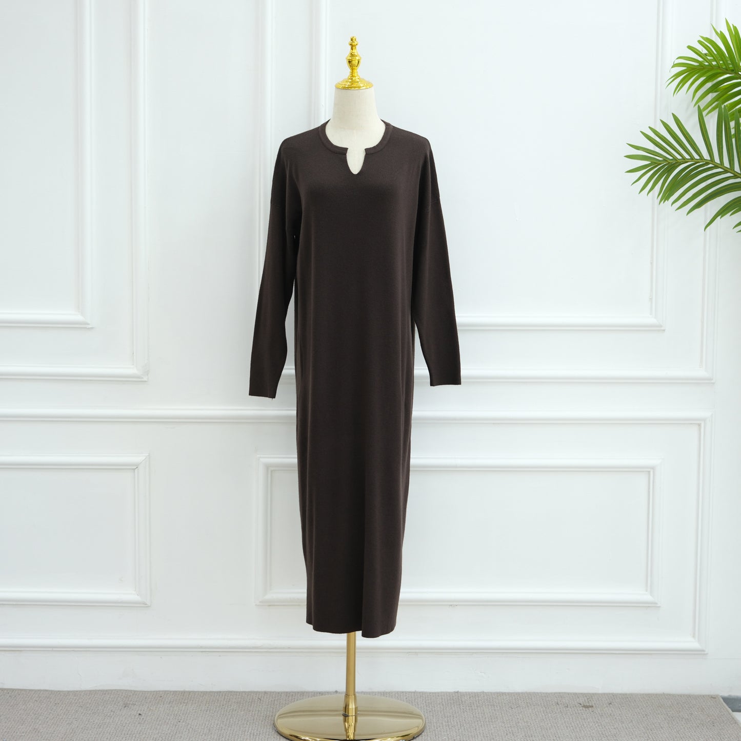 HS6598 Autumn and Winter Knitted Dress, Long Solid Color (headscarf Not Included)