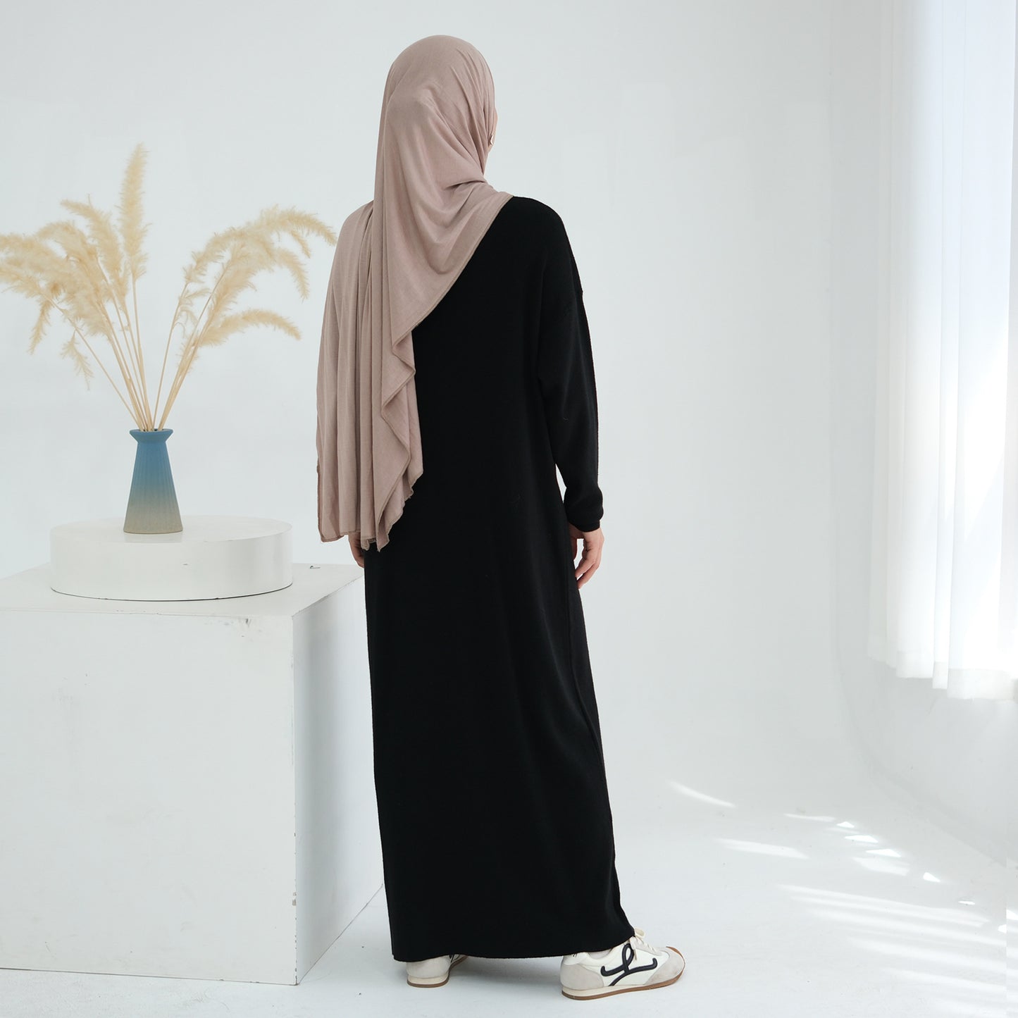 HS6598 Autumn and Winter Knitted Dress, Long Solid Color (headscarf Not Included)