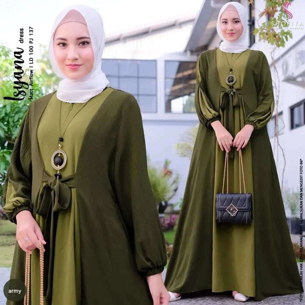 HS0509 taille haute manches longues jupe longue abaya 