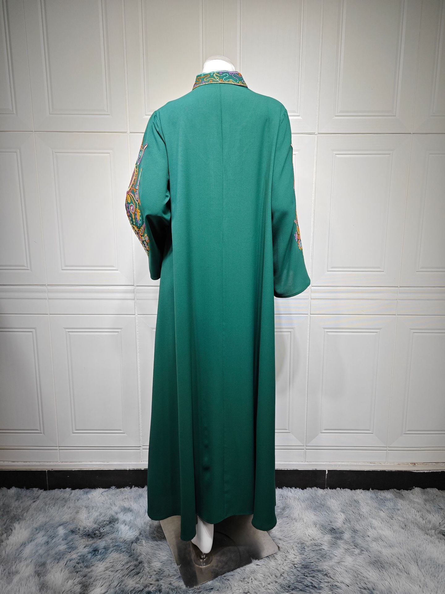 HS6661 Rope Embroidery Pullover Robe Dress, Long Sleeves, Loose Fit.