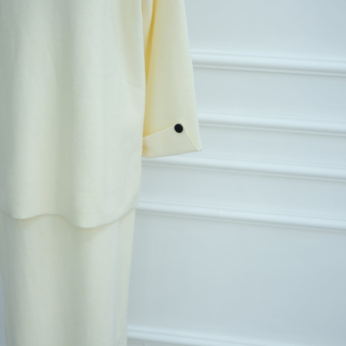 HS6597 Autumn and winter thickened knitted suit solid color two-piece suit (excluding headscarf) top + skirt