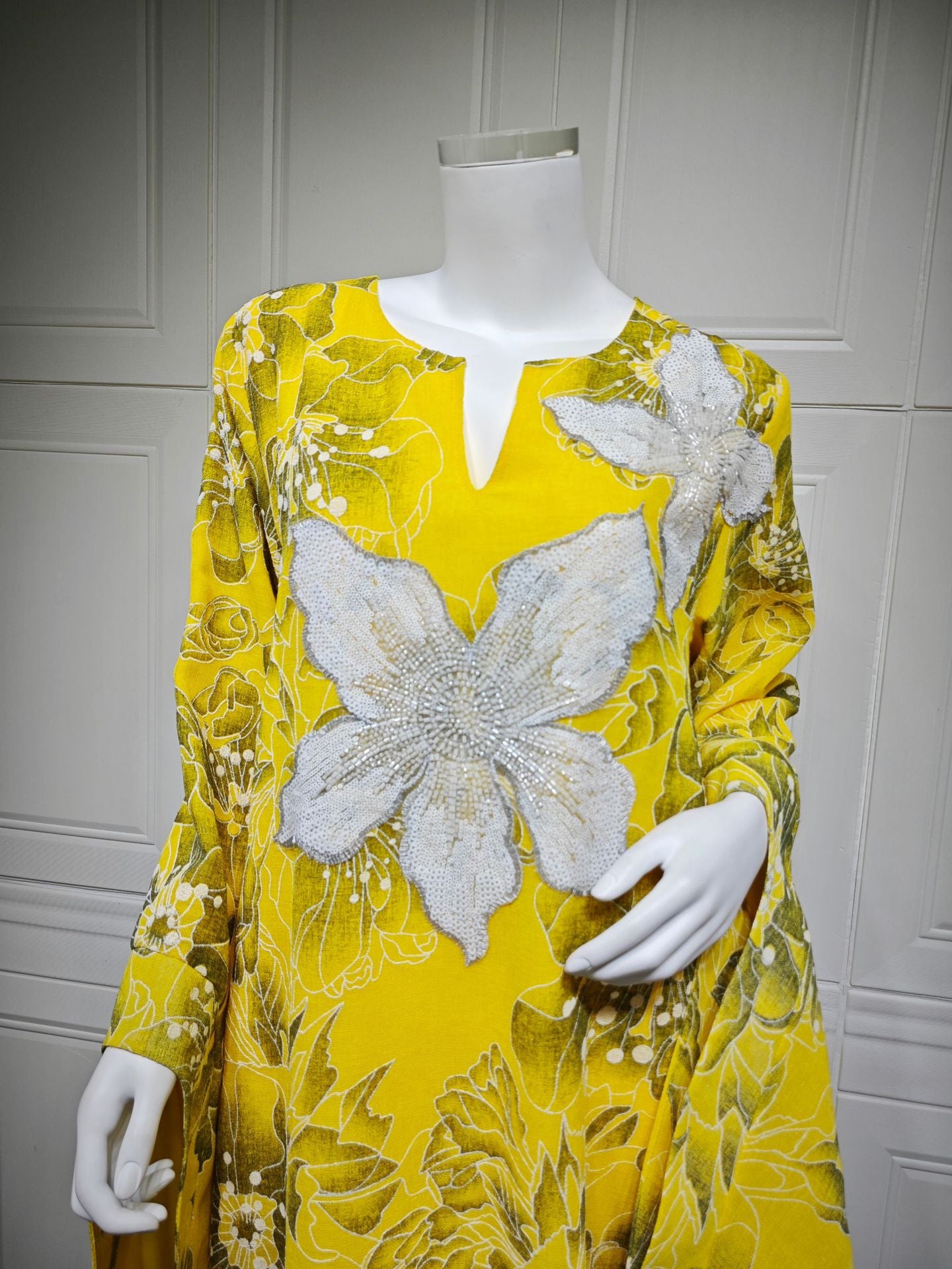 HS6639 Floral Appliqué Embroidered Long Dress