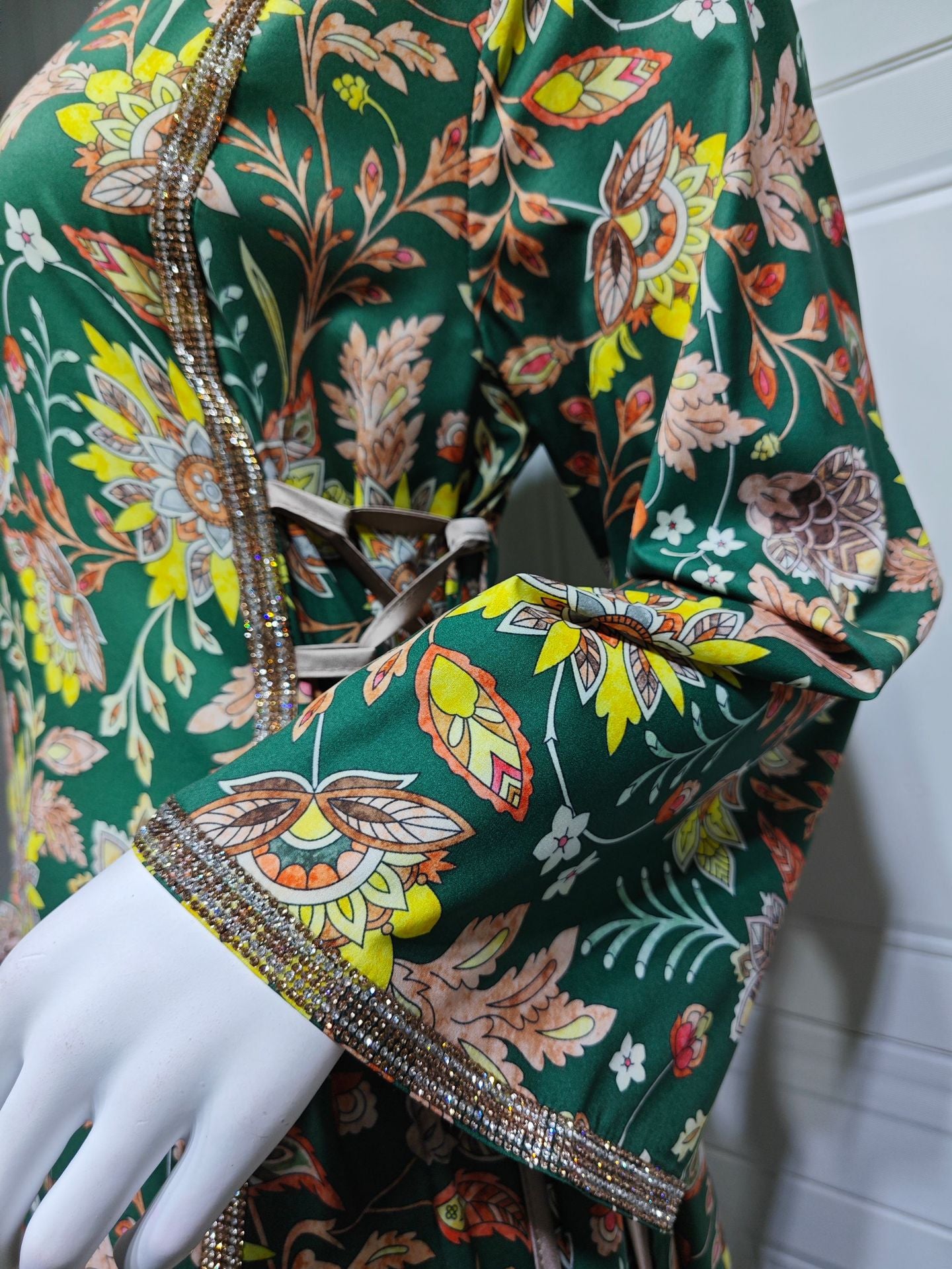 HS6641 Printed Rhinestone Long Dress