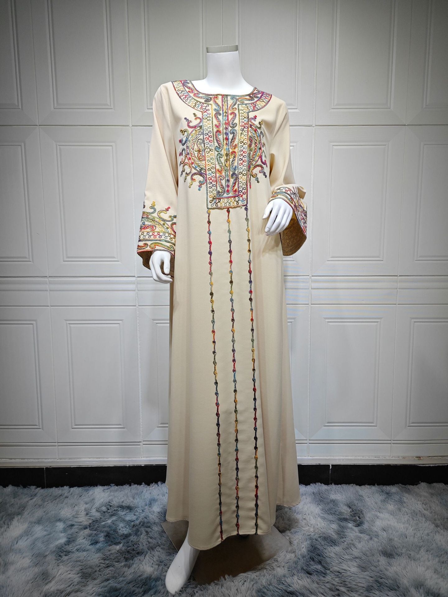 HS6666 Embroidered long wide-sleeved dress | Comfortable fit, easy to wear
