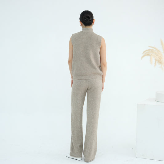 HS6603 Thickened knitted three-piece long coat set (with optional headscarf)