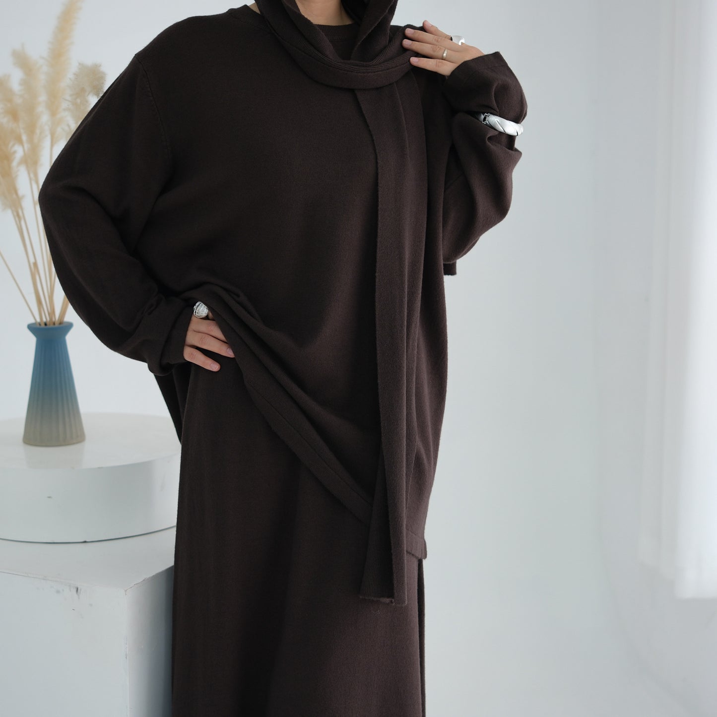 HS6609 Autumn and winter thickened knitted two-piece suit (excluding headscarf)