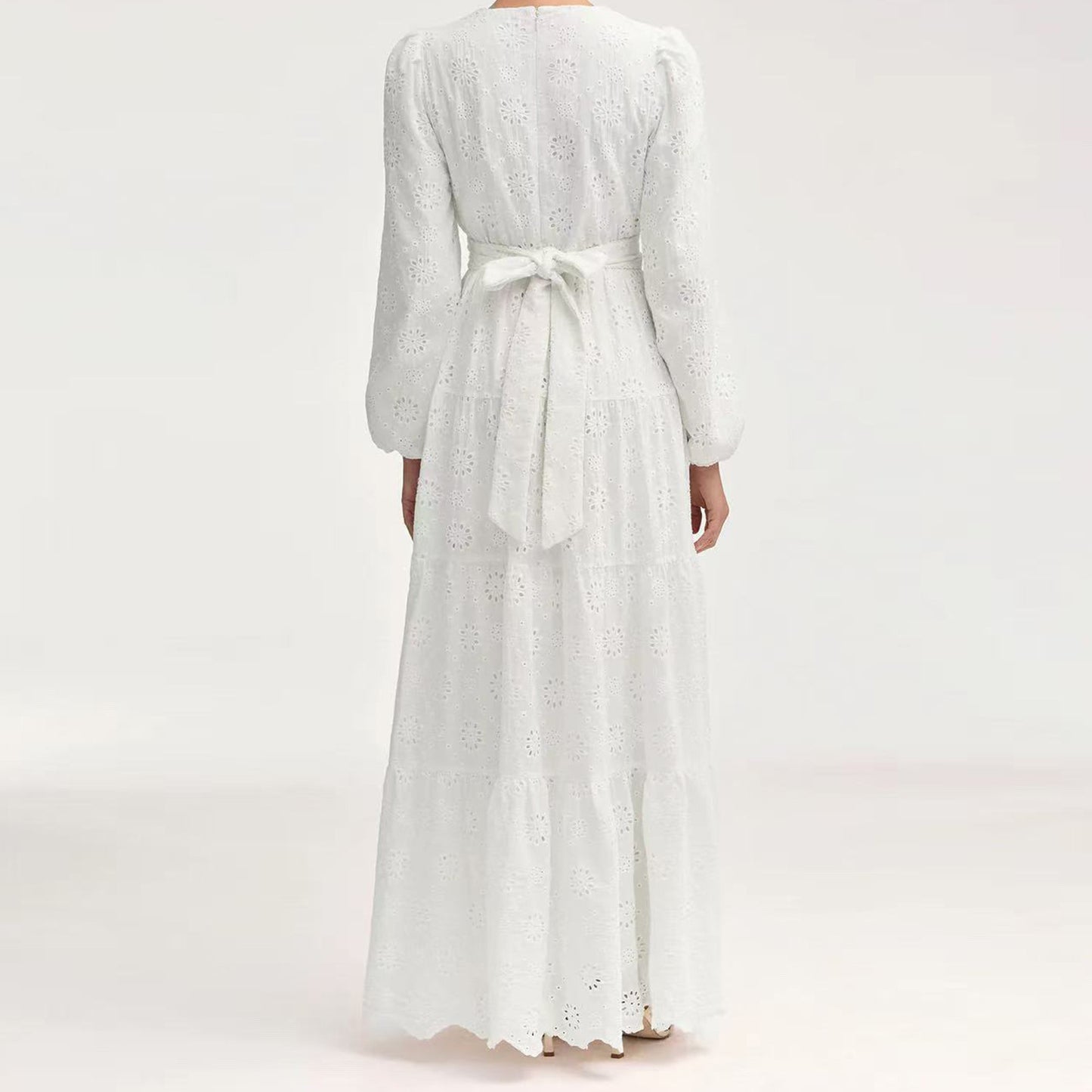 HS6630 Cotton embroidered flower long dress