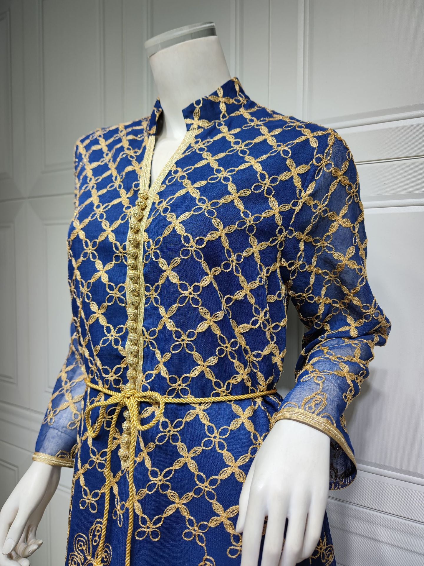 HS6640 Elegant Openwork Embroidered Abaya Long Dress