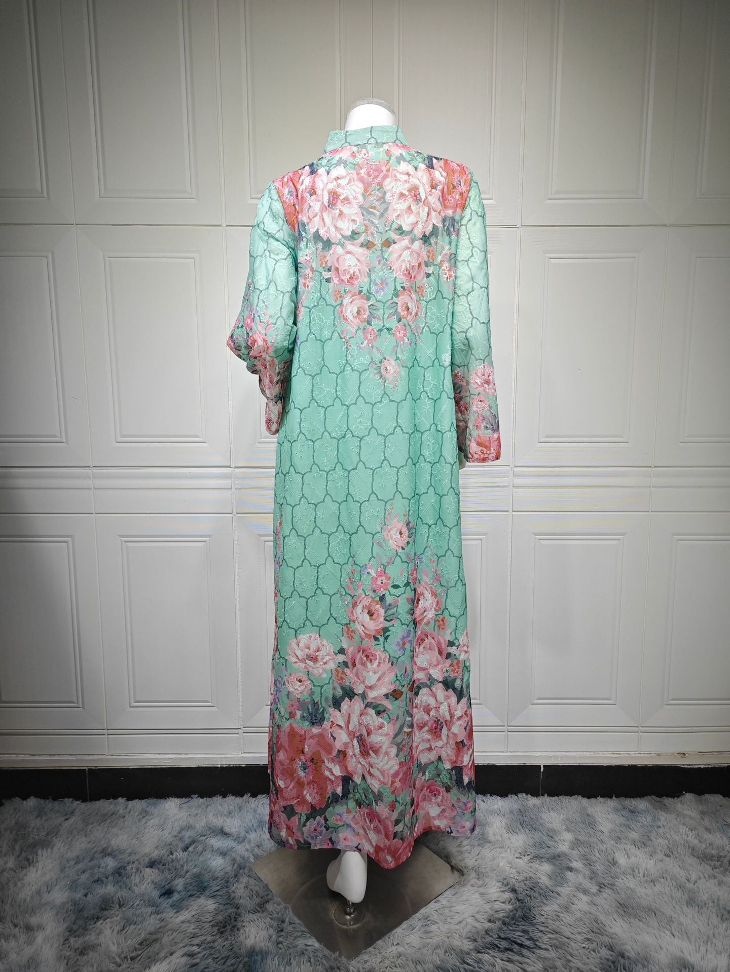HS6636 Floral Print Embroidered Long Dress