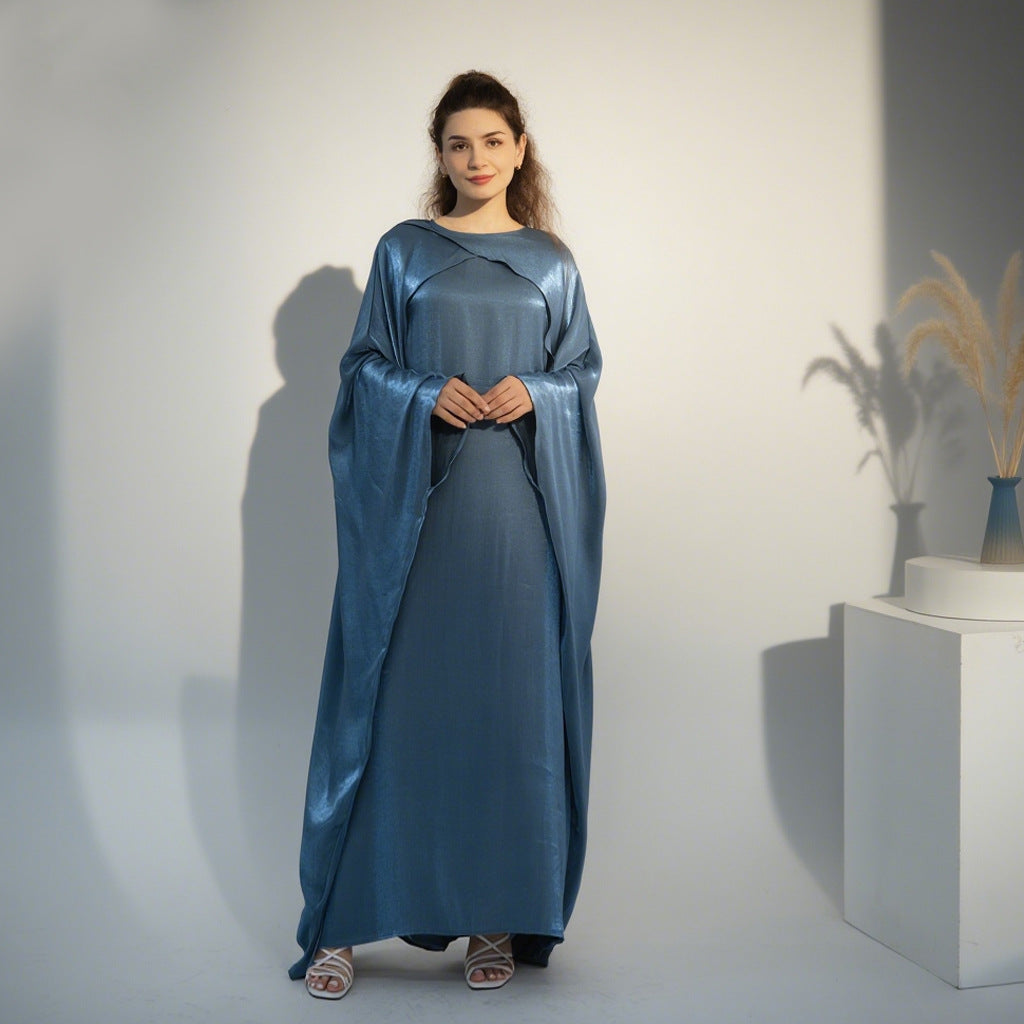 HS6584 Solid Color Beaded Loose Elegant Robe Dress