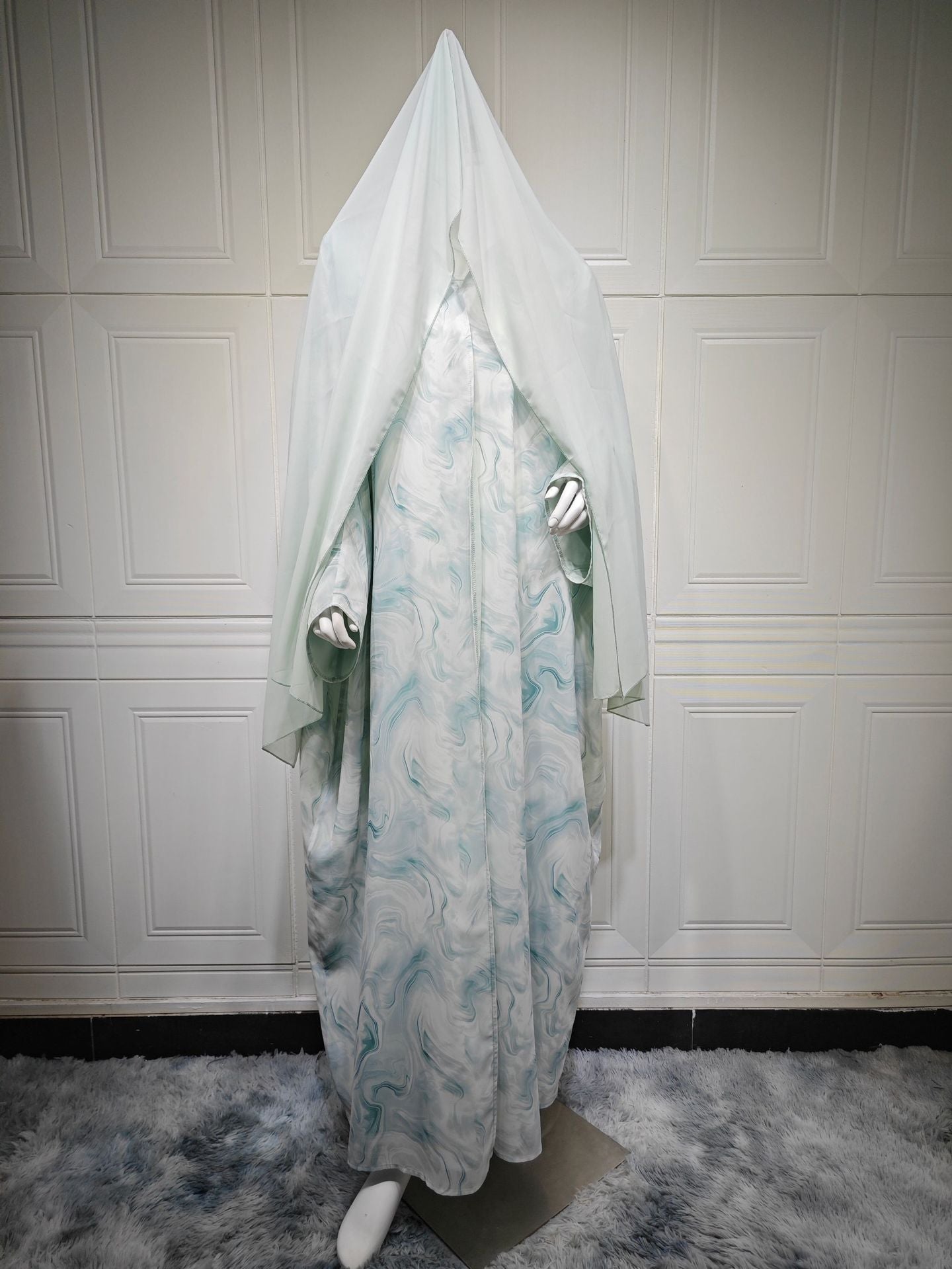 HS6635 Abaya chiffon printed two-piece set (including headscarf)