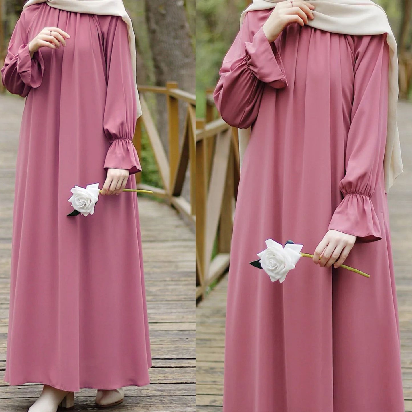HS0508 abaya longue jupe décontractée à manches longues 