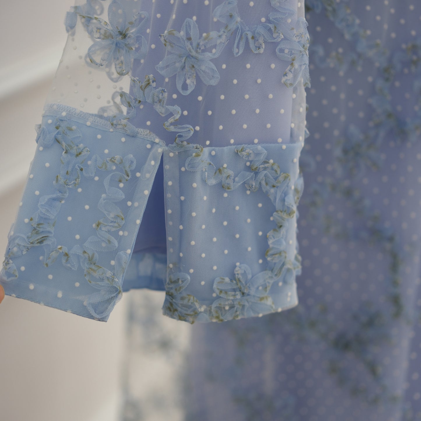 HS6622 3D flower mesh cardigan (optional headscarf and inner layer)