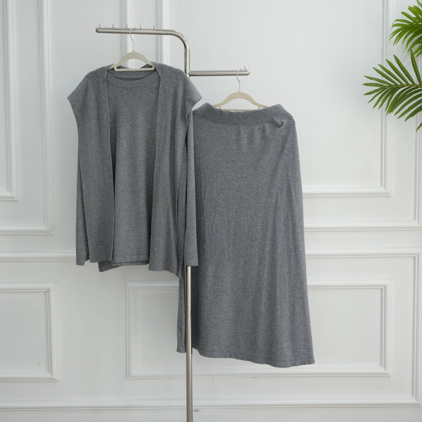 HS6609 Autumn and winter thickened knitted two-piece suit (excluding headscarf)