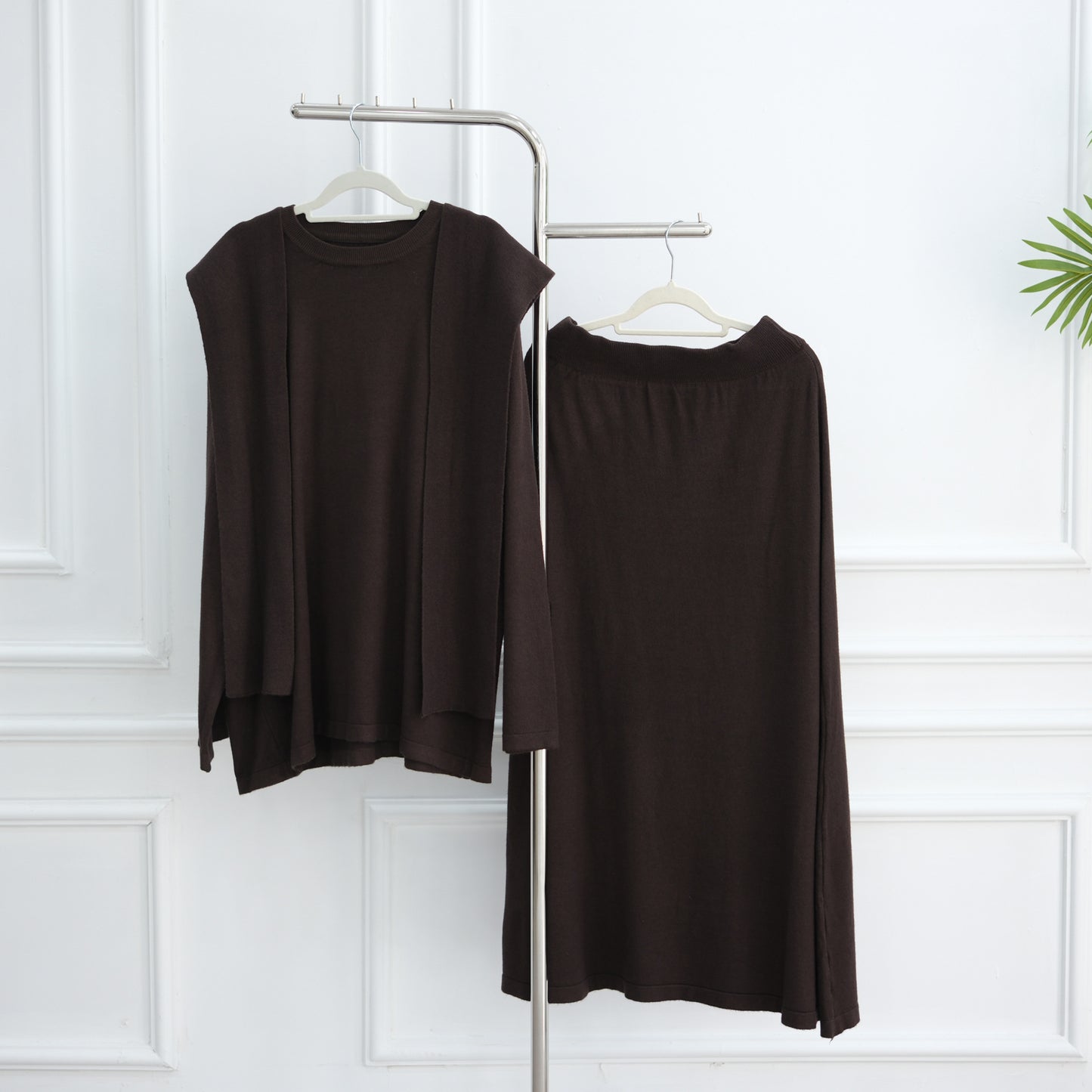 HS6609 Autumn and winter thickened knitted two-piece suit (excluding headscarf)