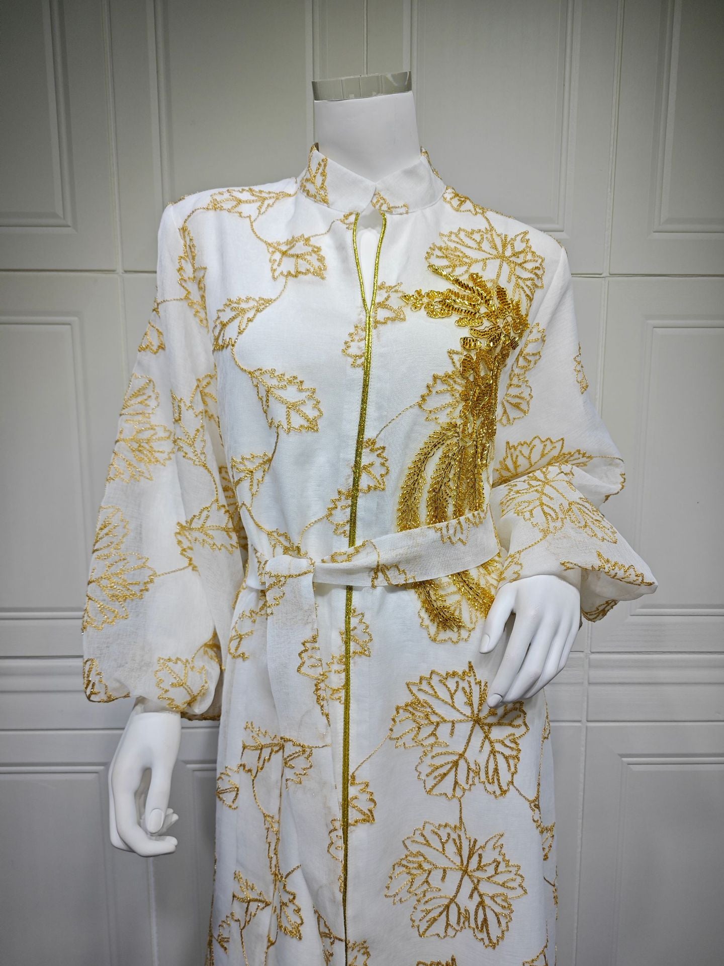 HS6651  Floral Print Long Dress, Elegant Stand-up Collar Evening Gown