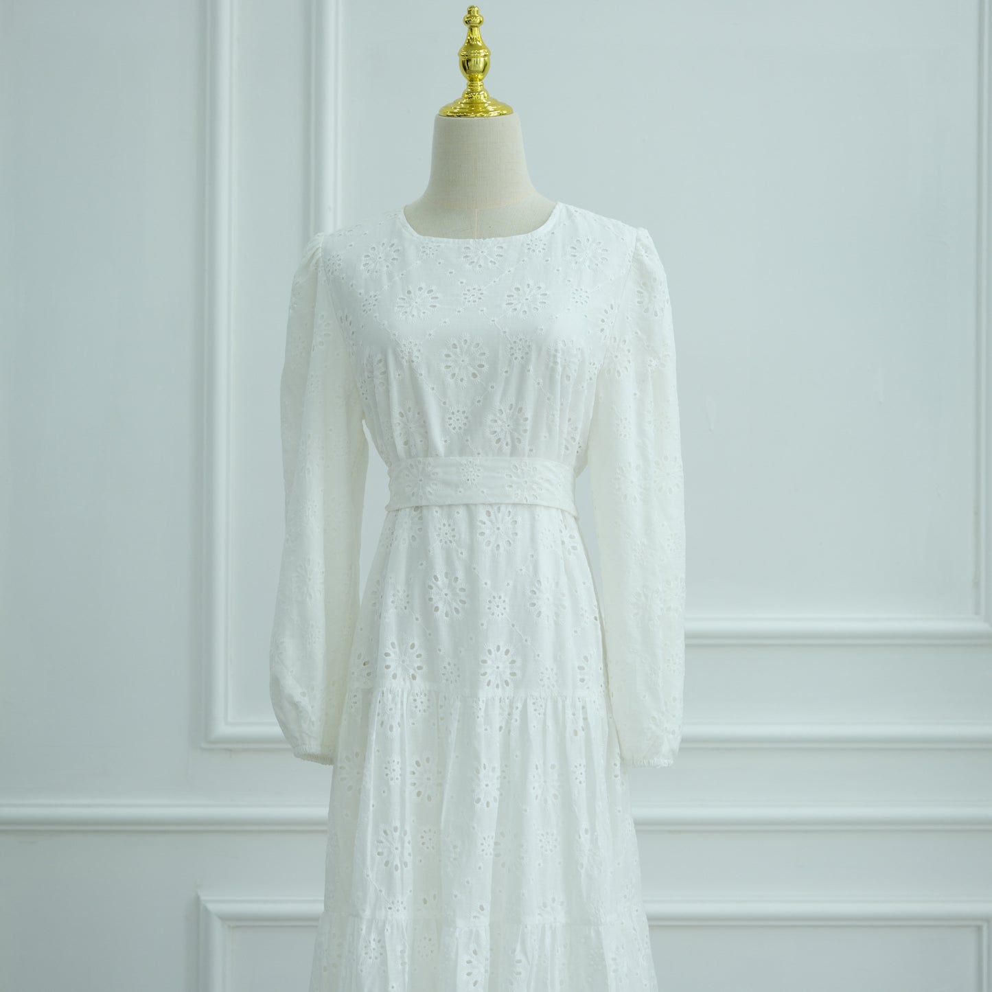 HS6630 Cotton embroidered flower long dress