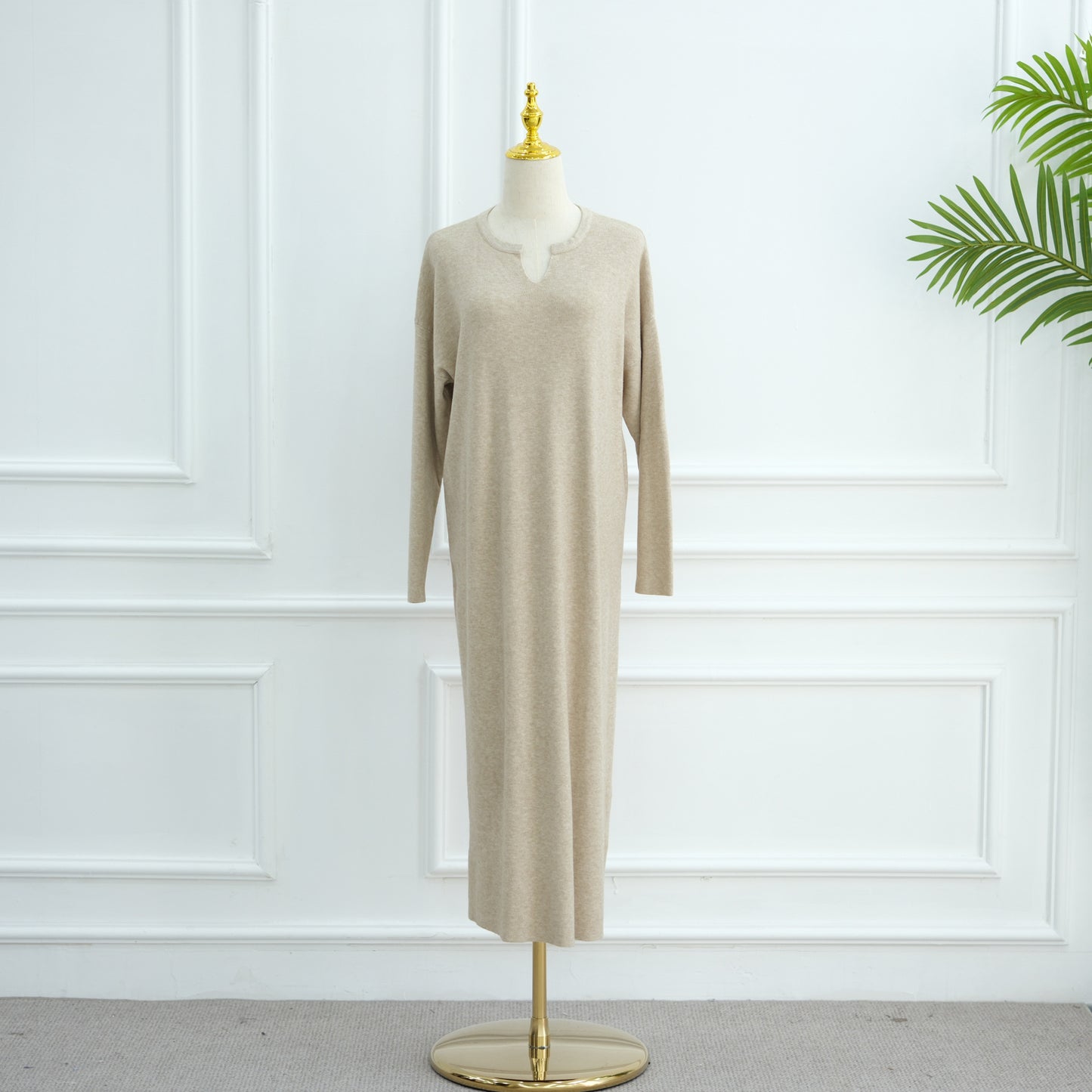 HS6598 Autumn and Winter Knitted Dress, Long Solid Color (headscarf Not Included)