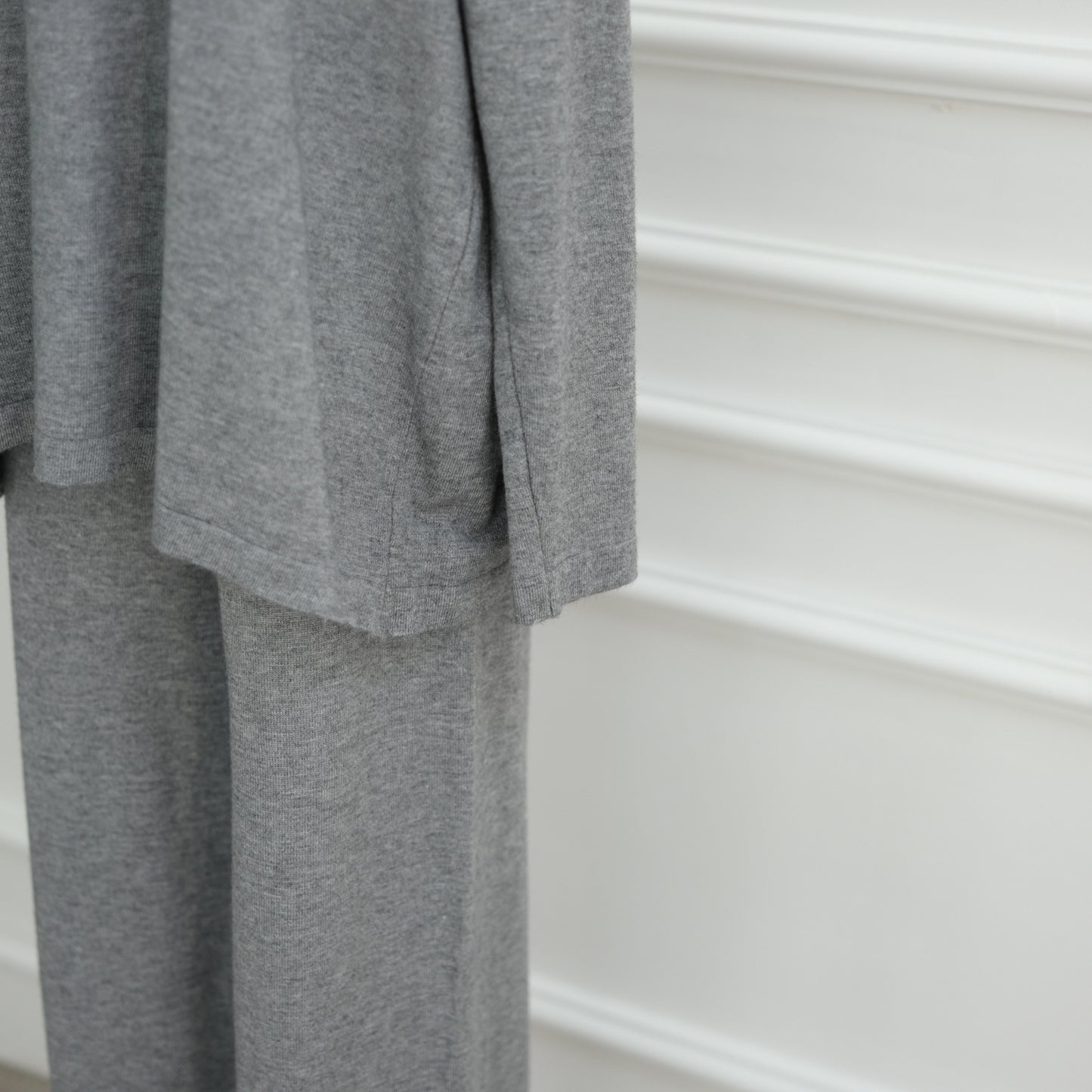 HS6593 Soft knitted home set | Simple solid color two-piece set