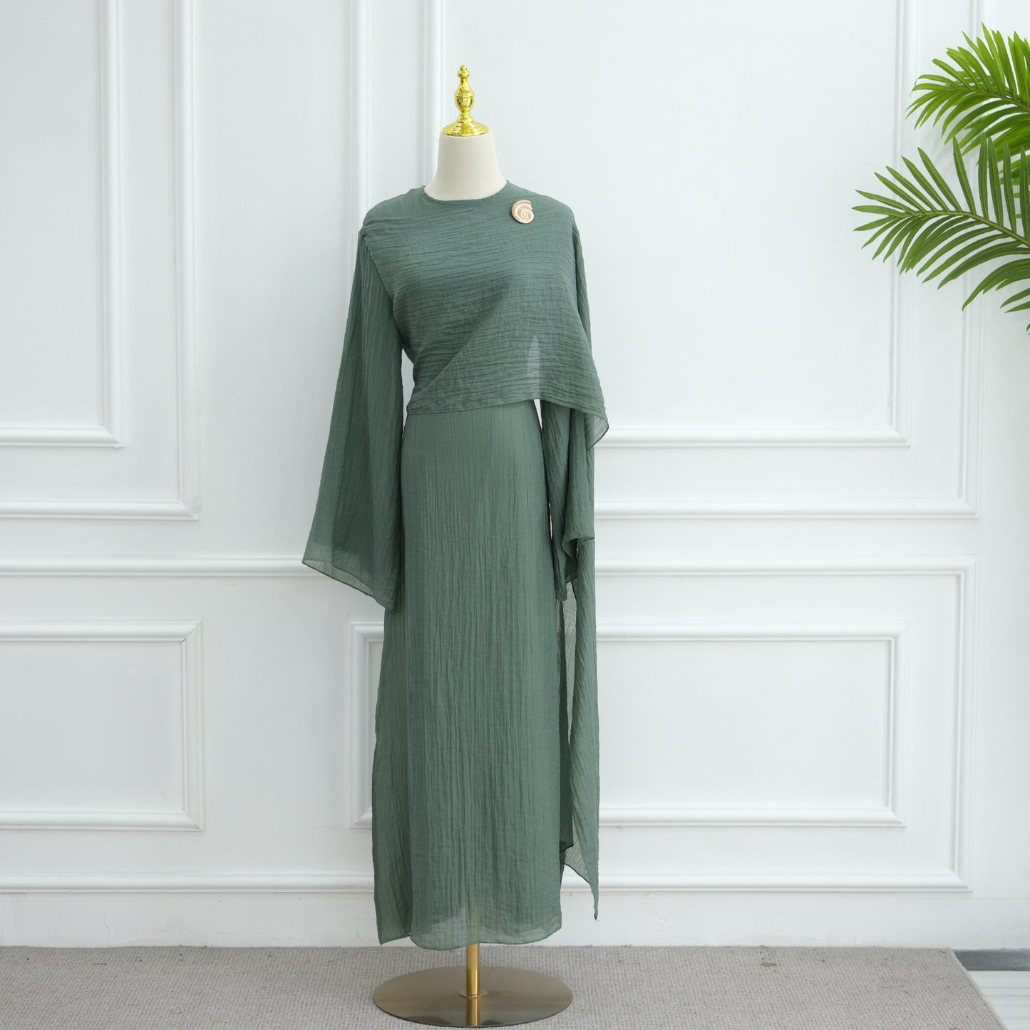 HS6629 Design Solid Color Double Layer Dress