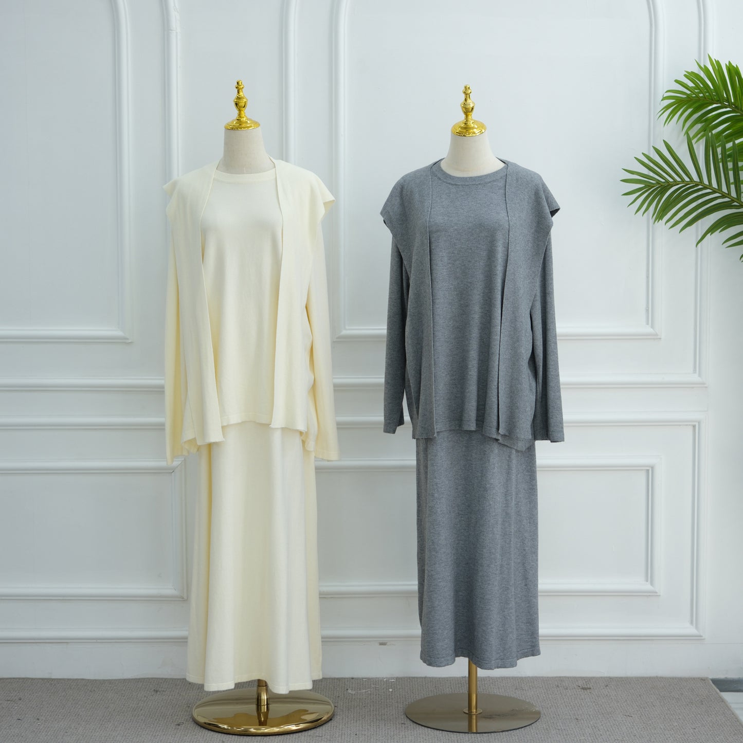 HS6609 Autumn and winter thickened knitted two-piece suit (excluding headscarf)