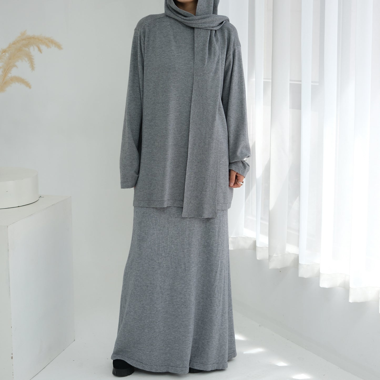 HS6609 Autumn and winter thickened knitted two-piece suit (excluding headscarf)