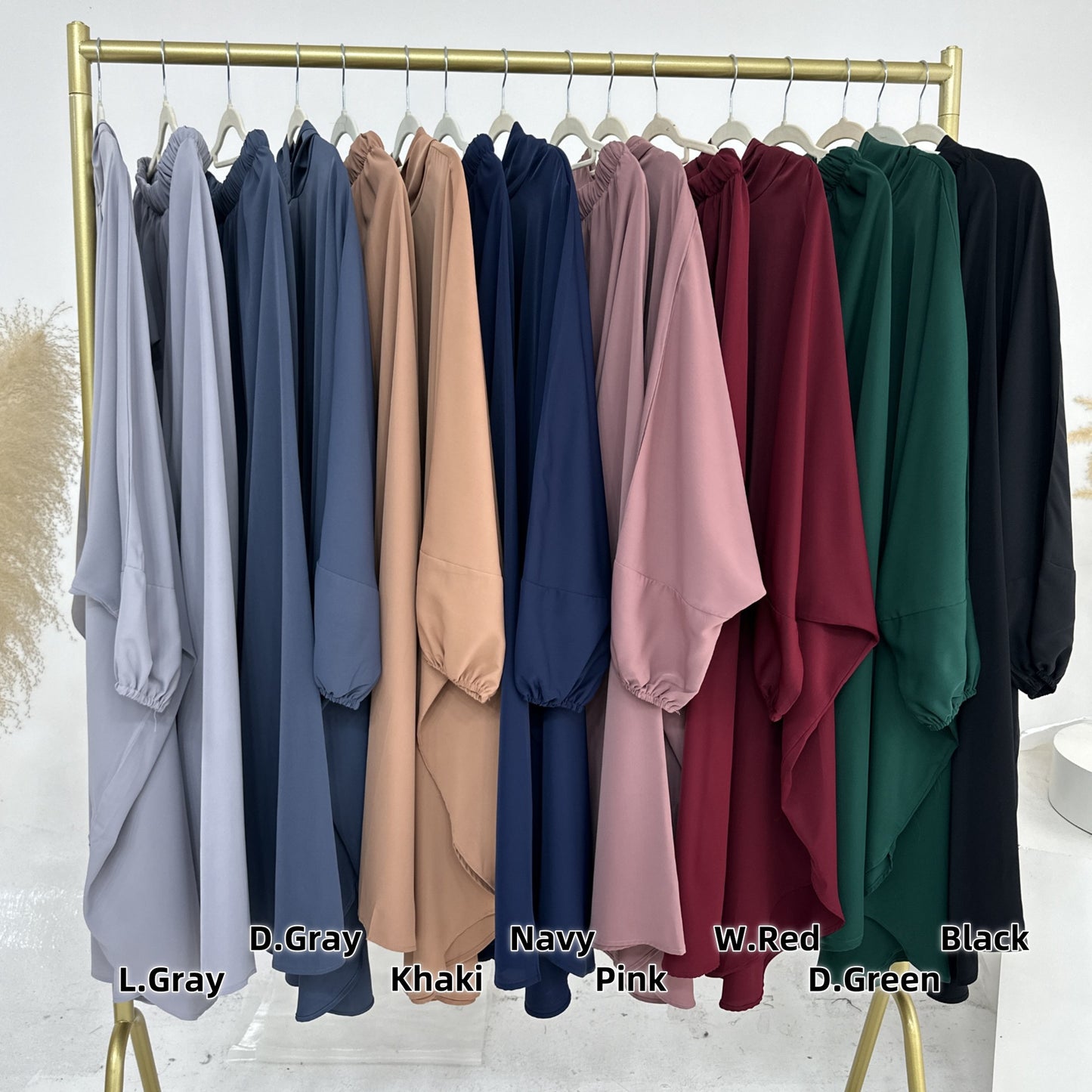 HS6583 Solid Color Long Robe Dress with Wide Swing Design