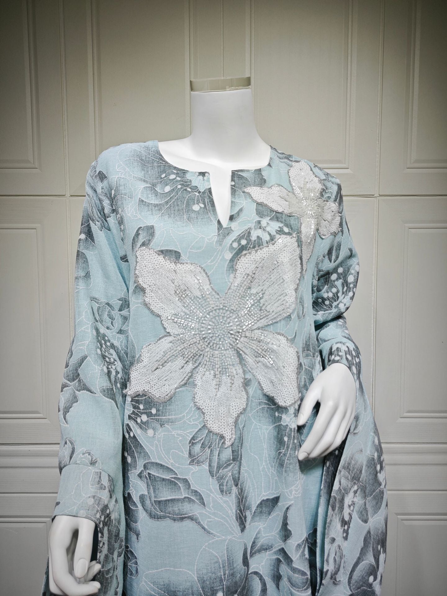 HS6639 Floral Appliqué Embroidered Long Dress