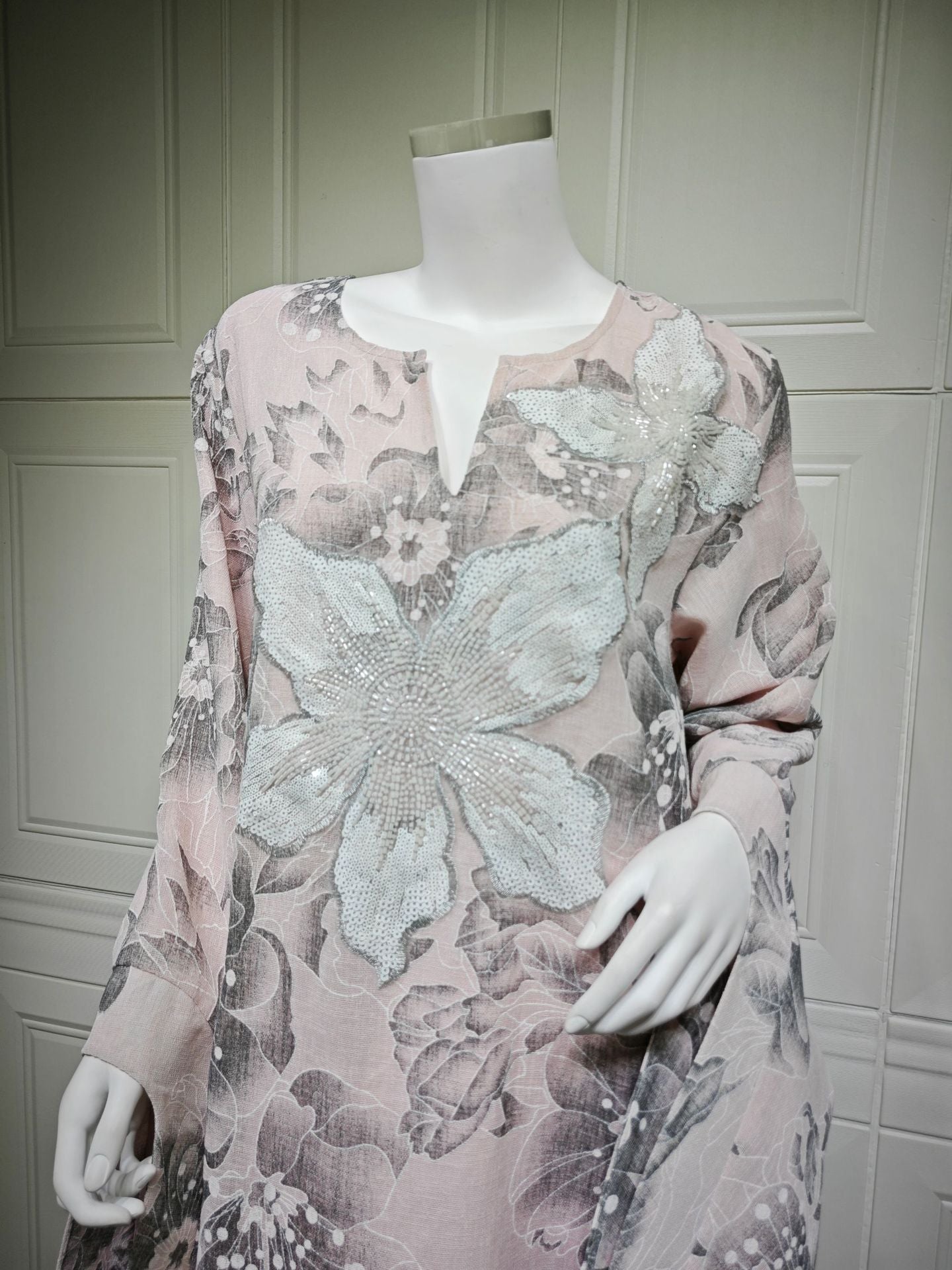 HS6639 Floral Appliqué Embroidered Long Dress