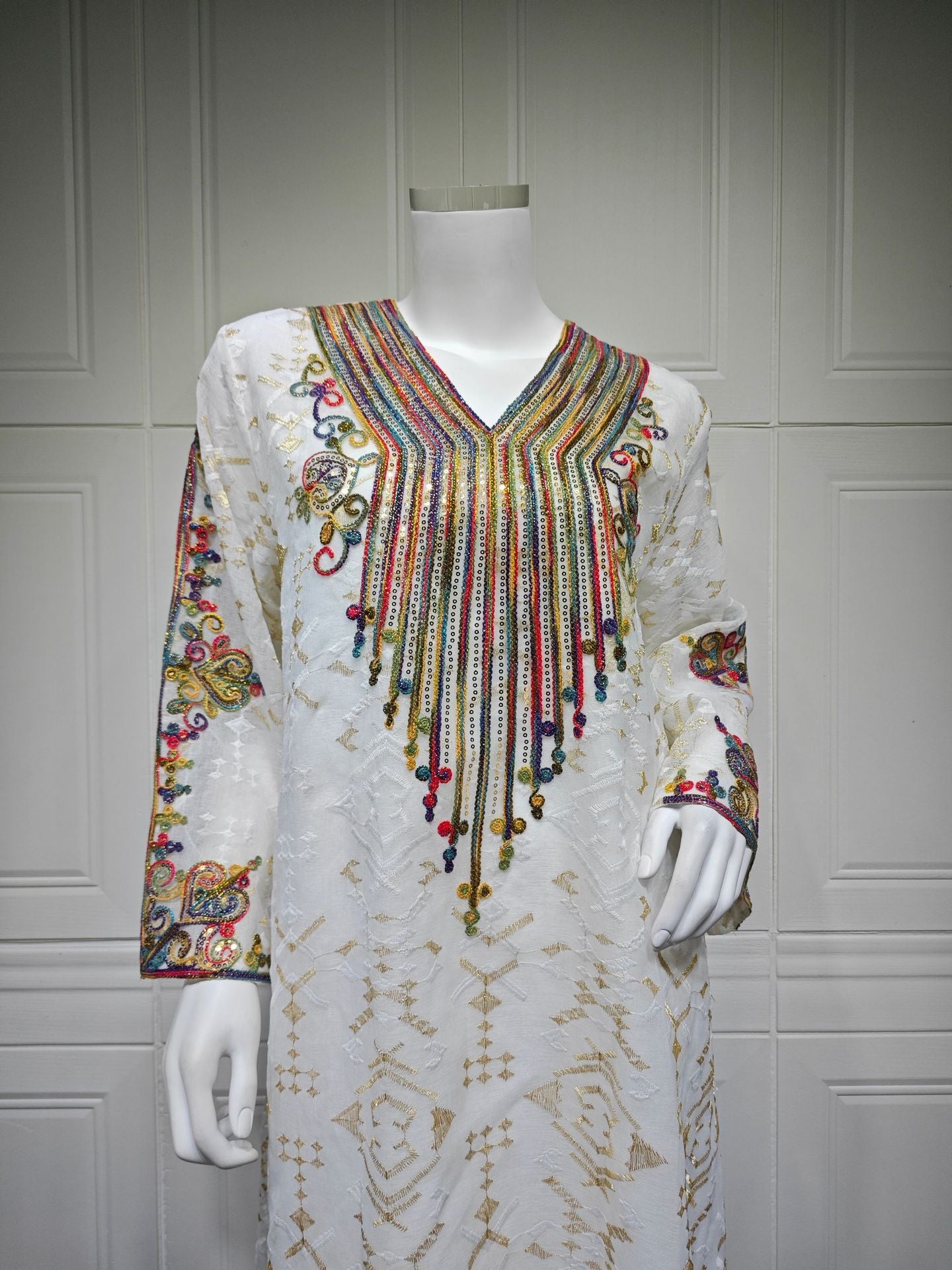 HS6658 Appliqué Patchwork Robe Dress: Lightweight Mesh Combined with Delicate Patterns