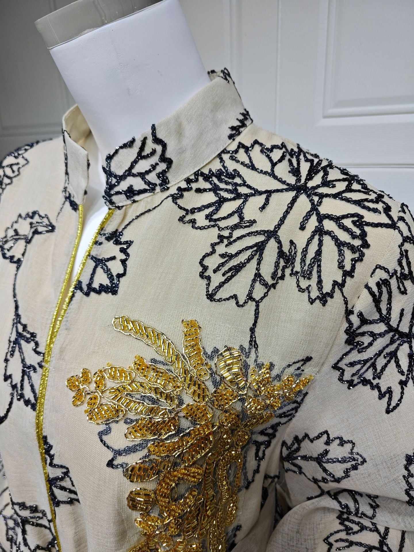 HS6651  Floral Print Long Dress, Elegant Stand-up Collar Evening Gown