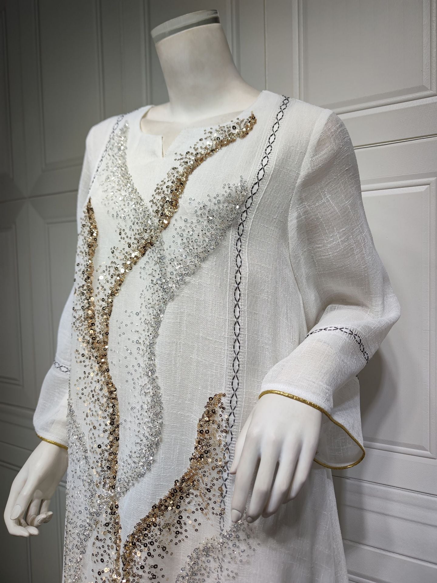 HS6637  Mesh Sequined Embroidered Long Dress