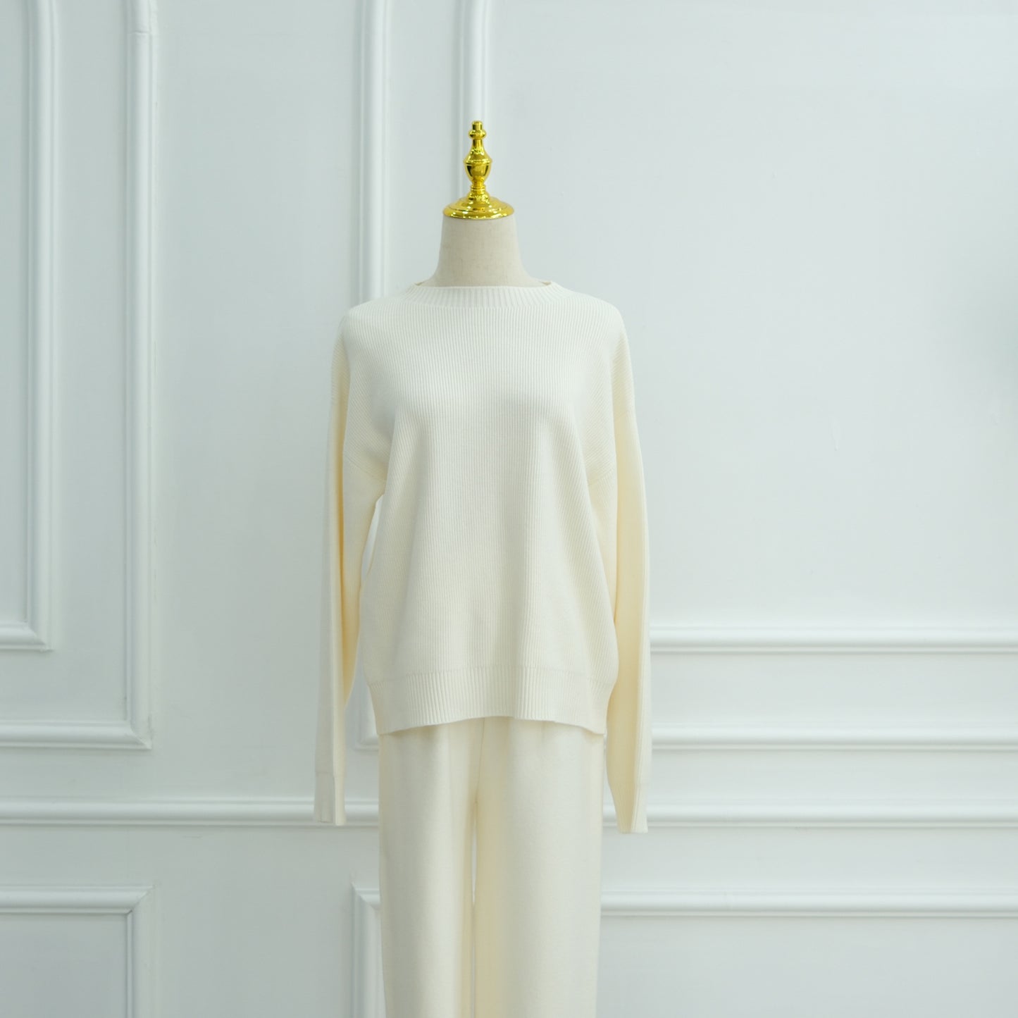 HS6595 Autumn and Winter Thickened Knitted Suit (Not Including Headscarf) | Simple Solid Color Two-Piece Suit