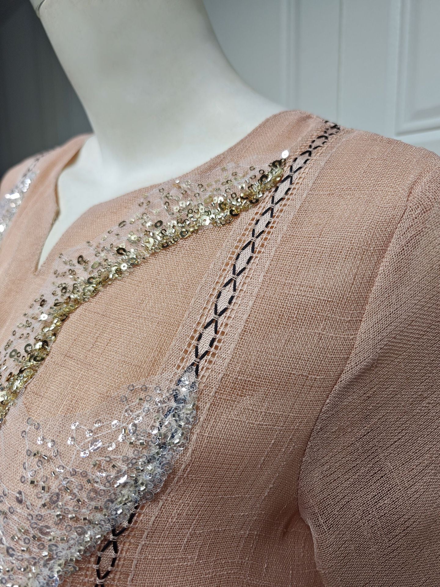 HS6637  Mesh Sequined Embroidered Long Dress