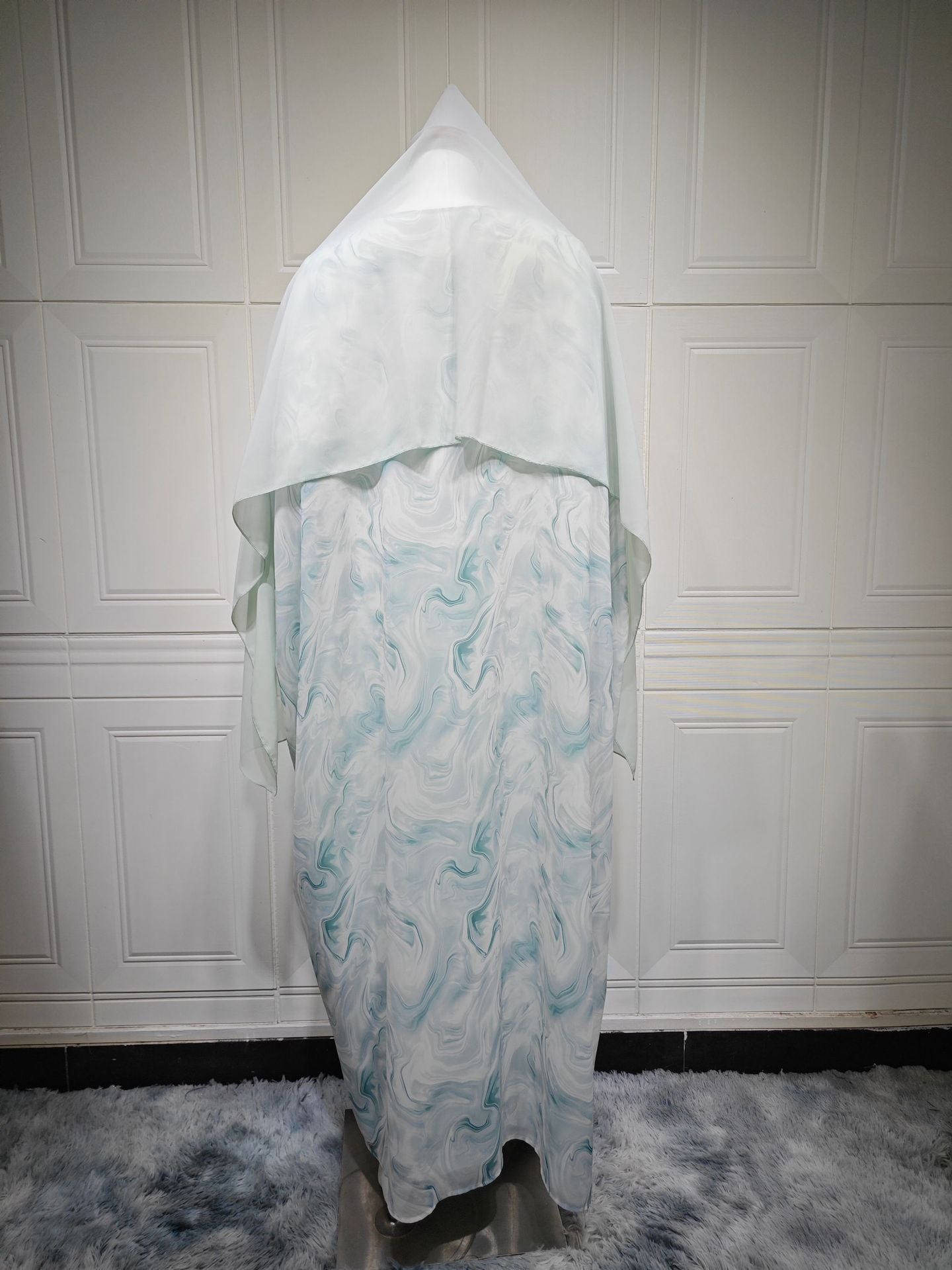 HS6635 Abaya chiffon printed two-piece set (including headscarf)