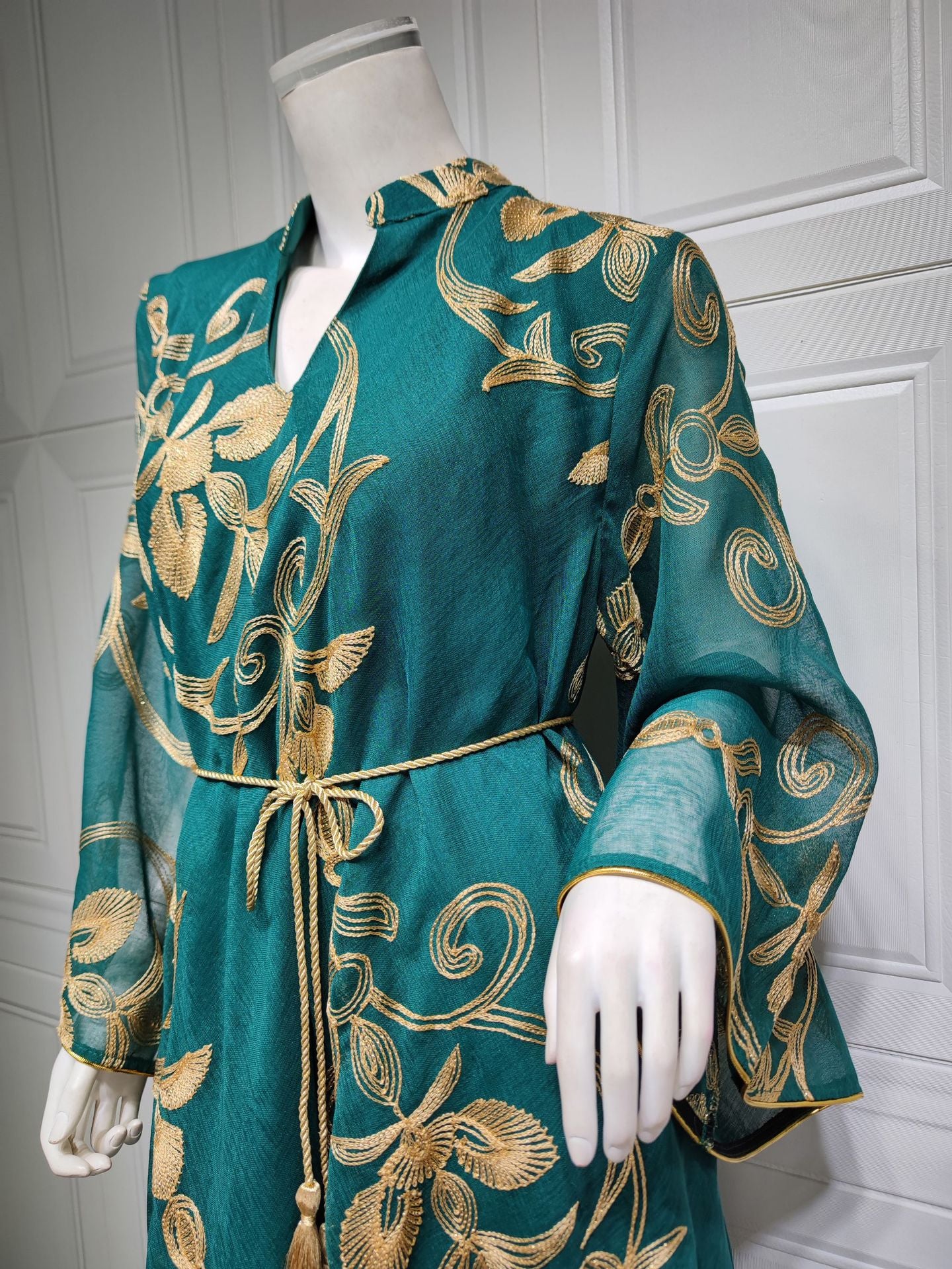 HS6650 Mesh Embroidered Maxi Dress - Elegant and Stylish