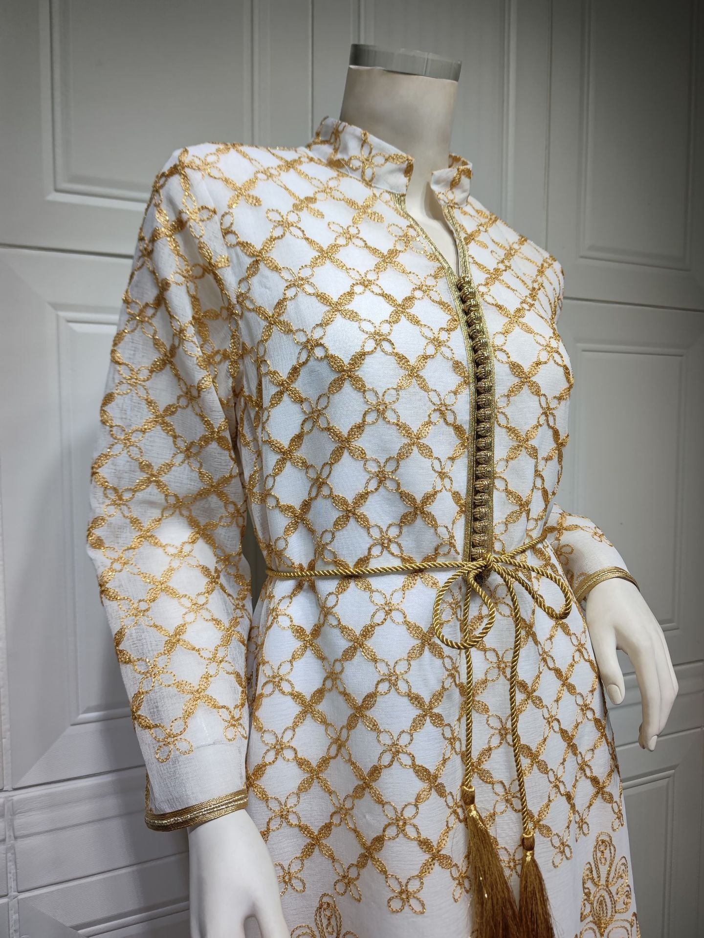 HS6640 Elegant Openwork Embroidered Abaya Long Dress