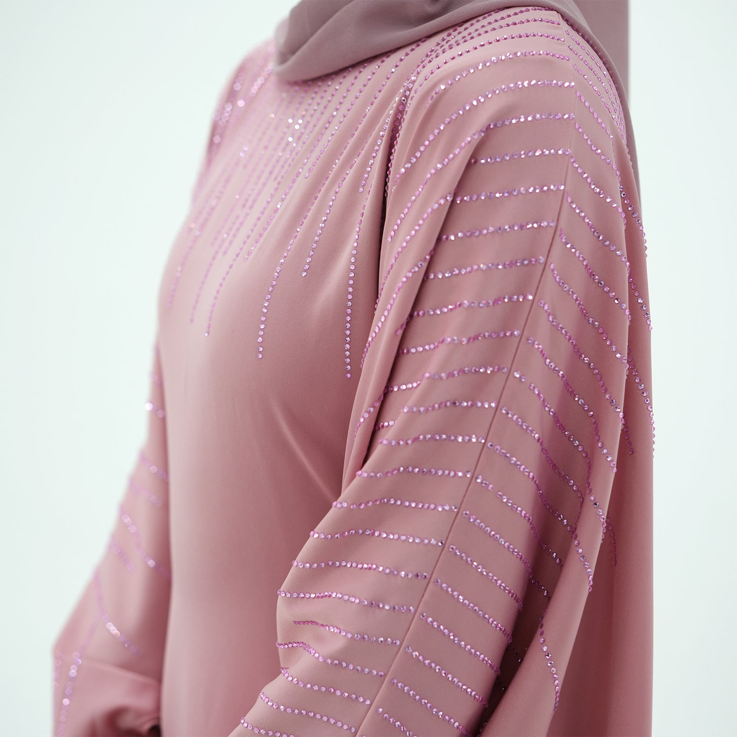 HS6610 Rhinestone-embellished long Abaya dress (headscarf not included)