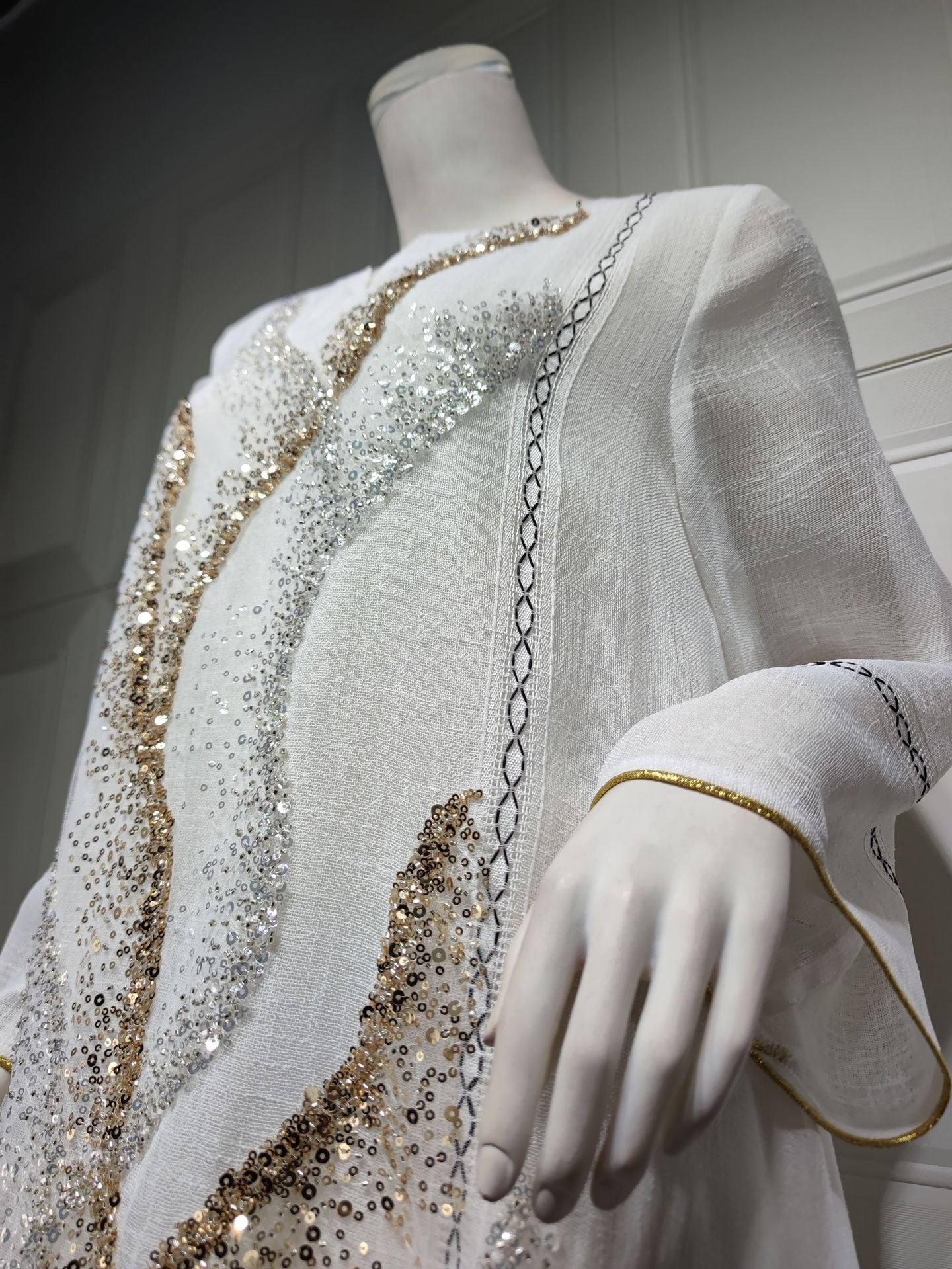 HS6637  Mesh Sequined Embroidered Long Dress