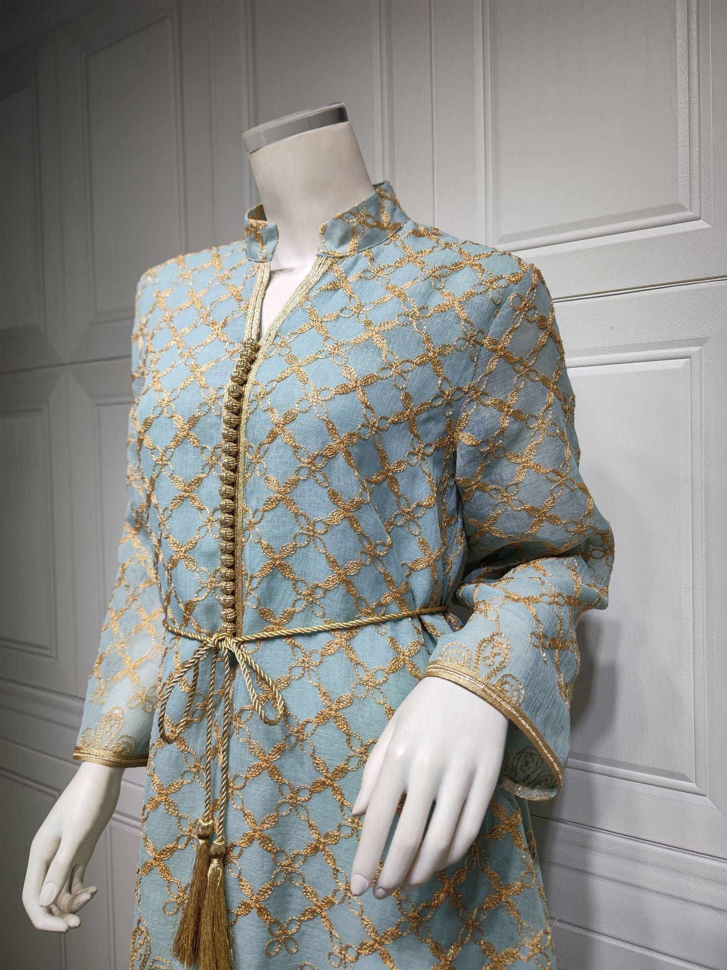 HS6640 Elegant Openwork Embroidered Abaya Long Dress