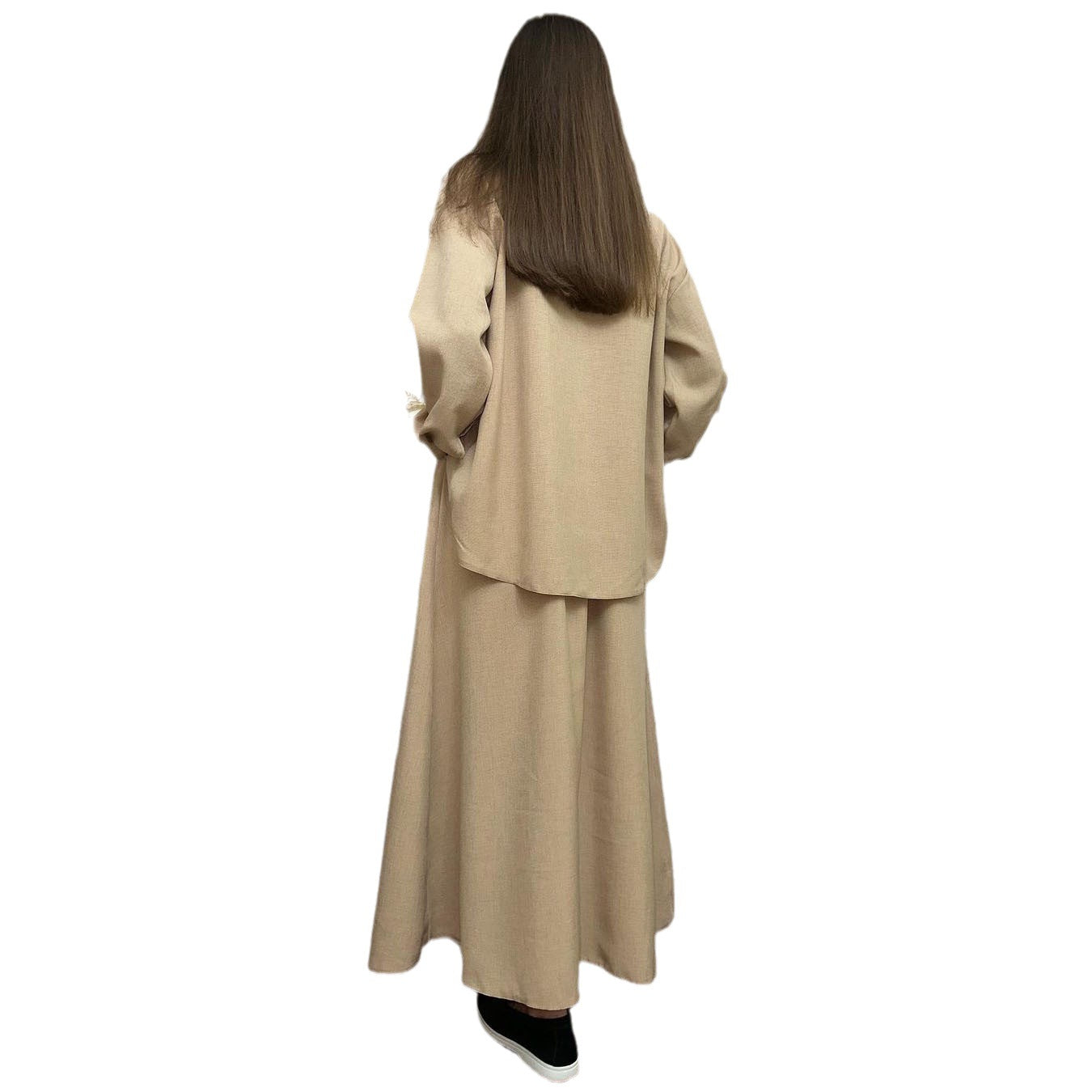 HS0543 ensemble décontracté chemise ample à manches longues et jupe 