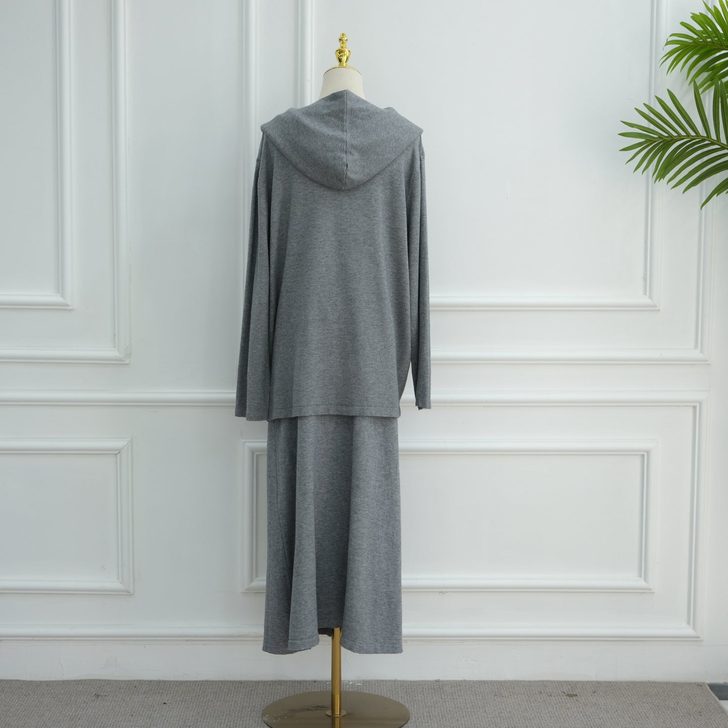 HS6609 Autumn and winter thickened knitted two-piece suit (excluding headscarf)