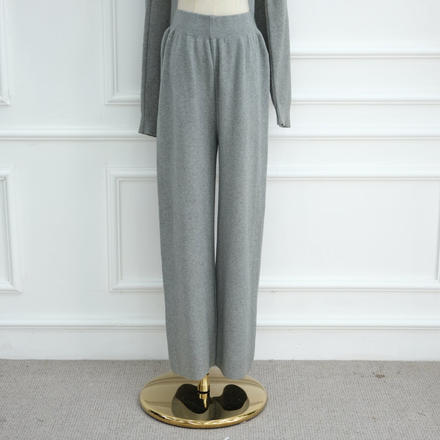 HS6595 Autumn and Winter Thickened Knitted Suit (Not Including Headscarf) | Simple Solid Color Two-Piece Suit
