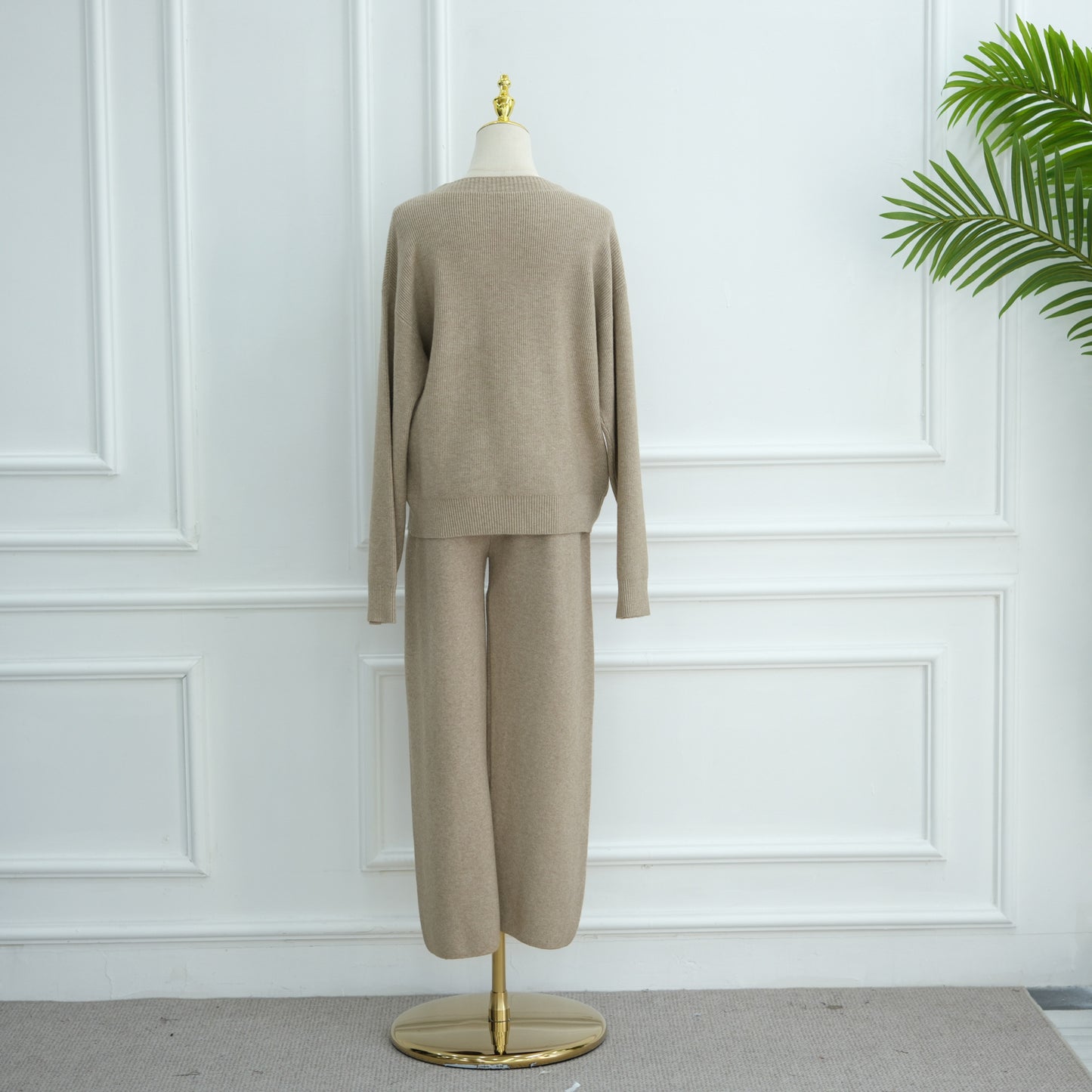 HS6595 Autumn and Winter Thickened Knitted Suit (Not Including Headscarf) | Simple Solid Color Two-Piece Suit