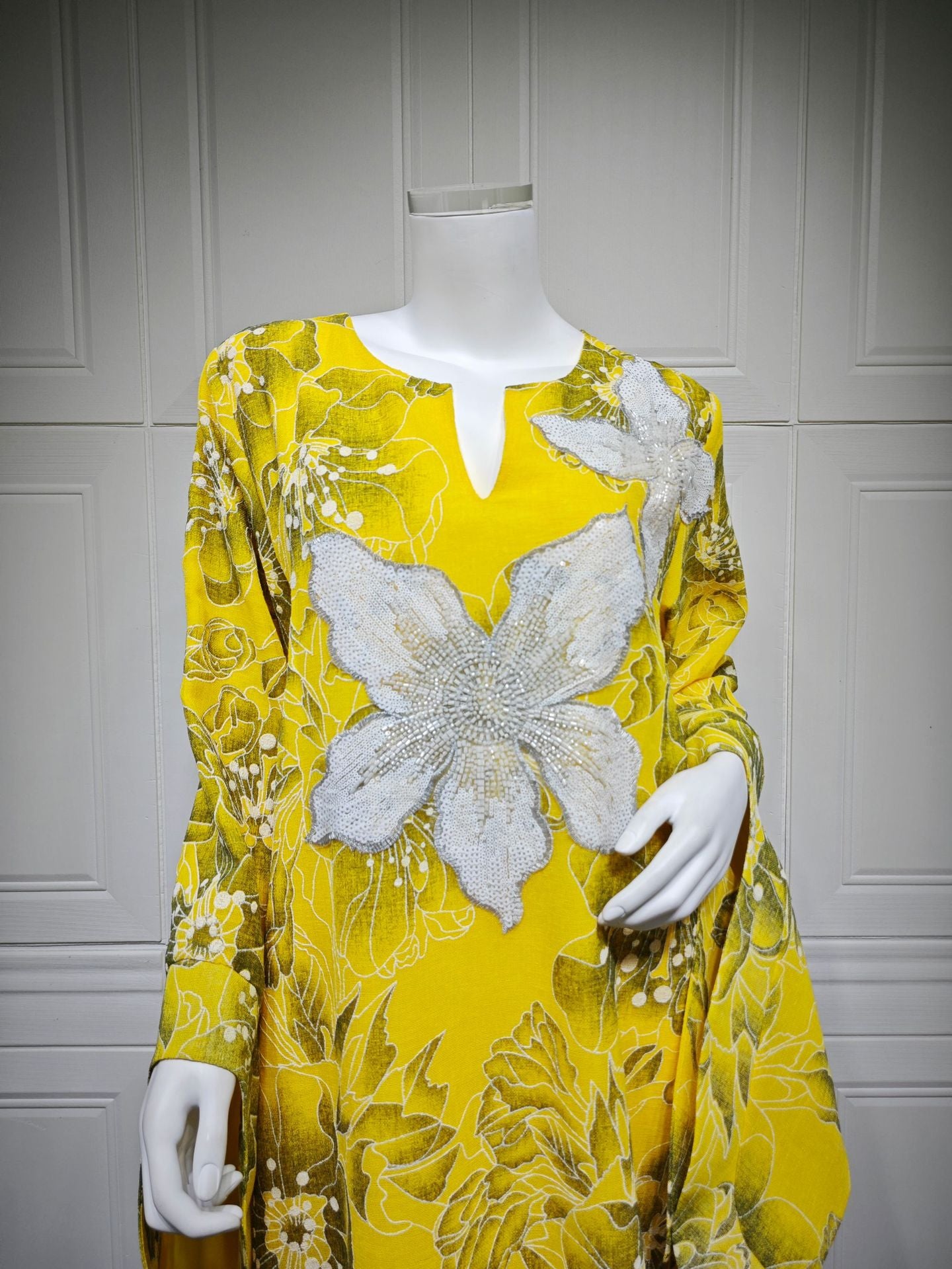 HS6639 Floral Appliqué Embroidered Long Dress