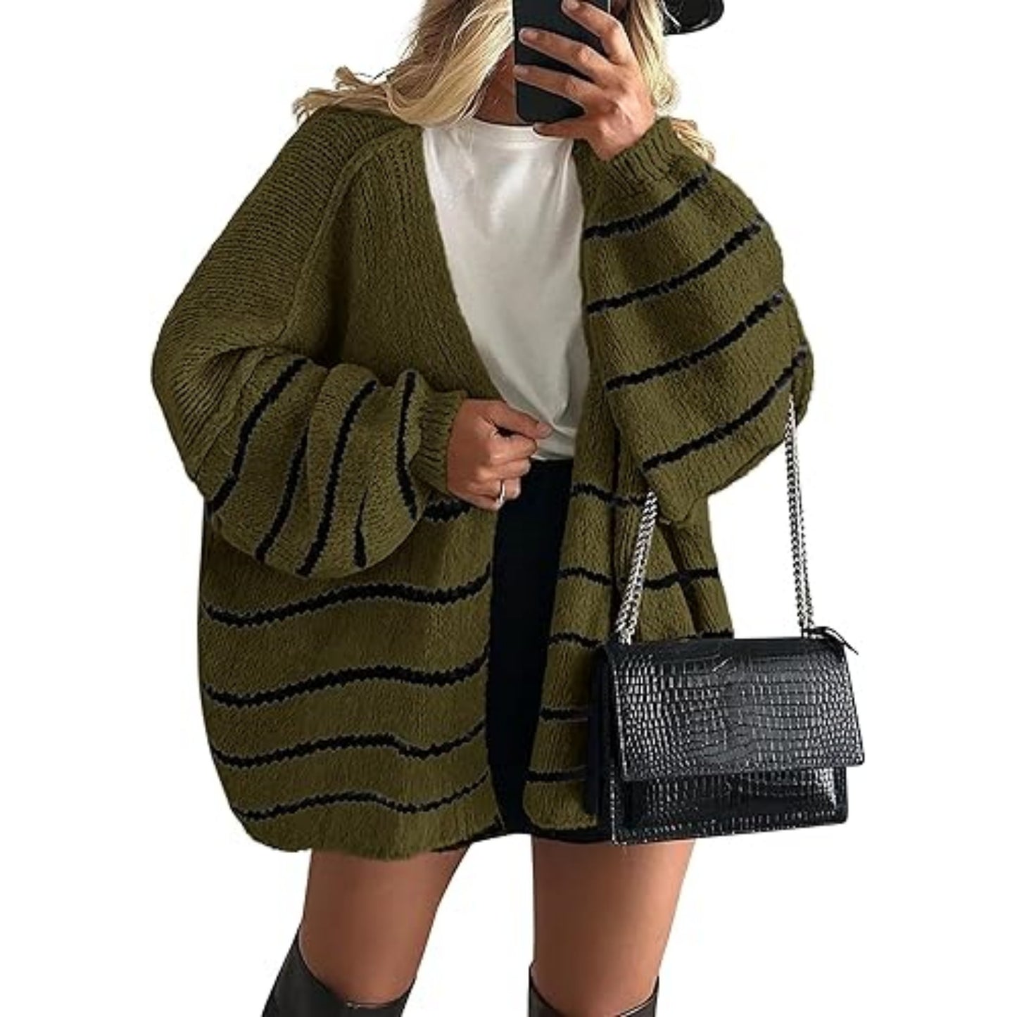 HS6673 Knitted Top Casual Loose-fitting Cardigan