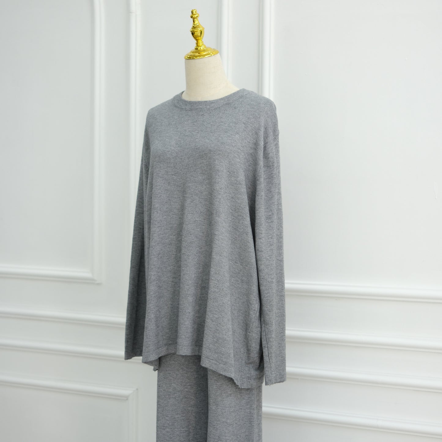 HS6593 Soft knitted home set | Simple solid color two-piece set