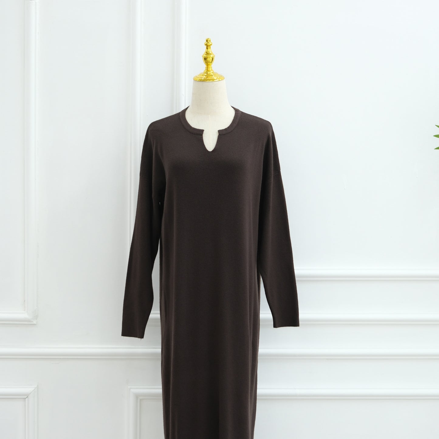 HS6598 Autumn and Winter Knitted Dress, Long Solid Color (headscarf Not Included)