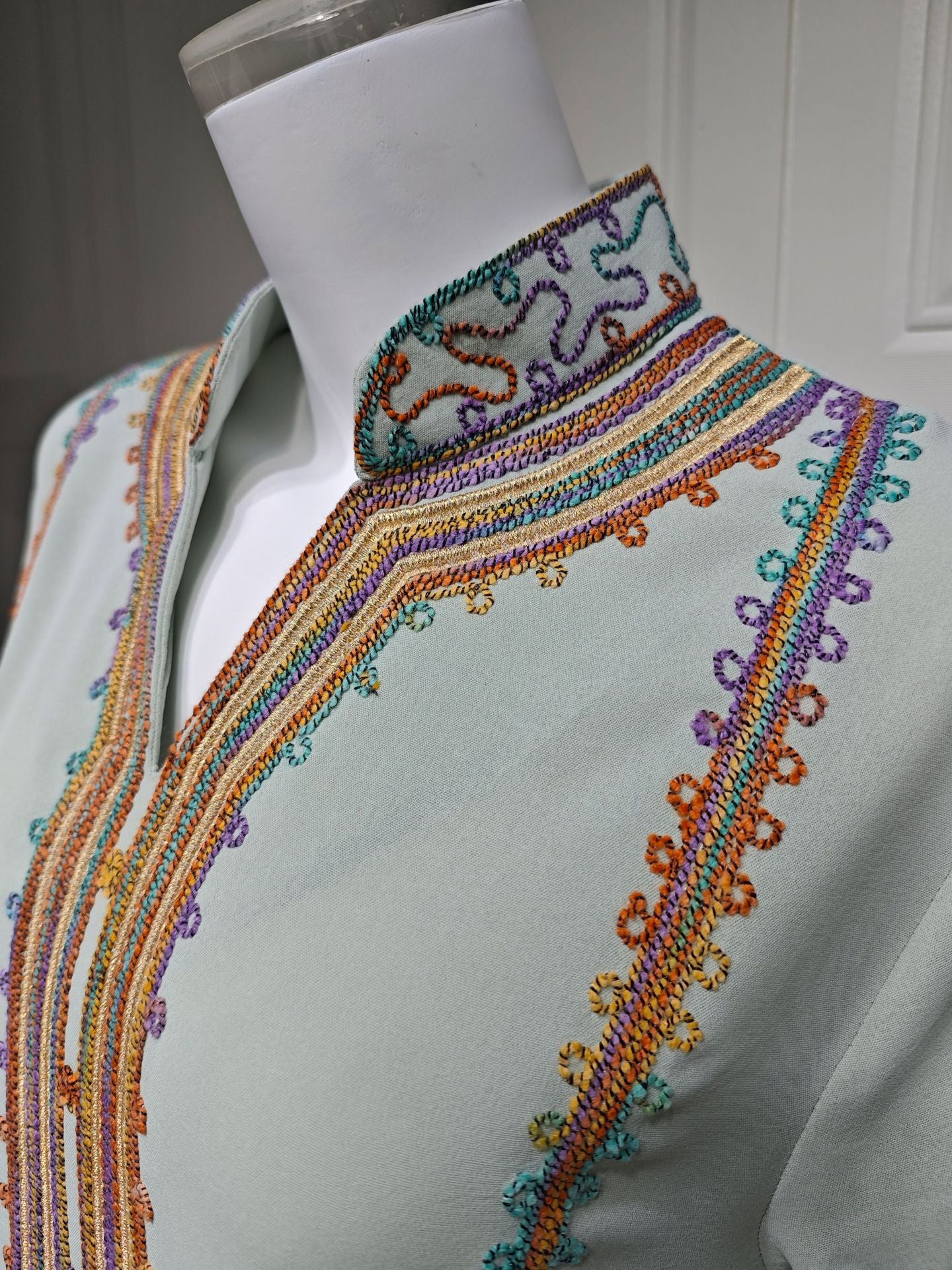 HS6661 Rope Embroidery Pullover Robe Dress, Long Sleeves, Loose Fit.